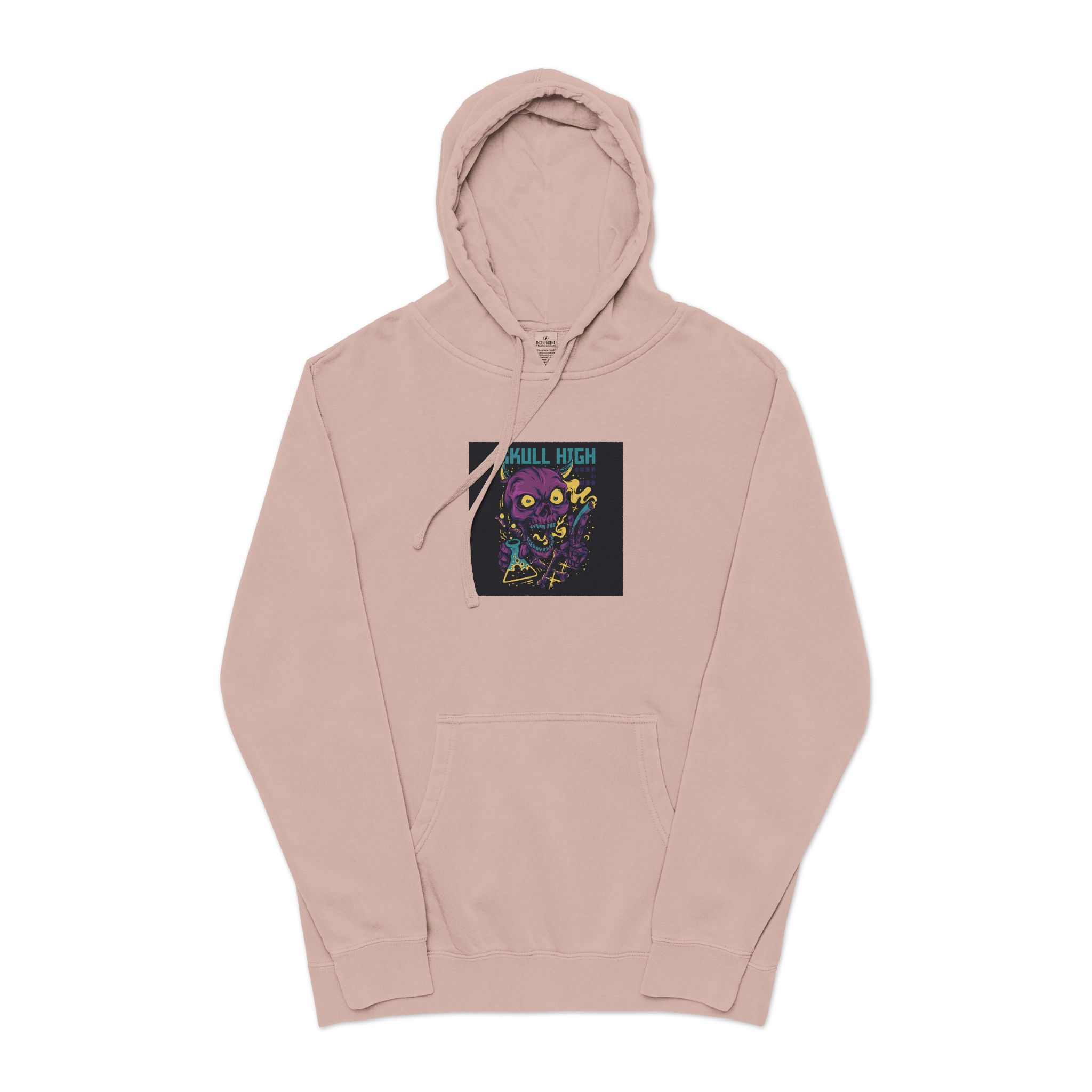 Skull High Cartoon Funny Unisex Pigment Dyed Hoodie Embroidery
