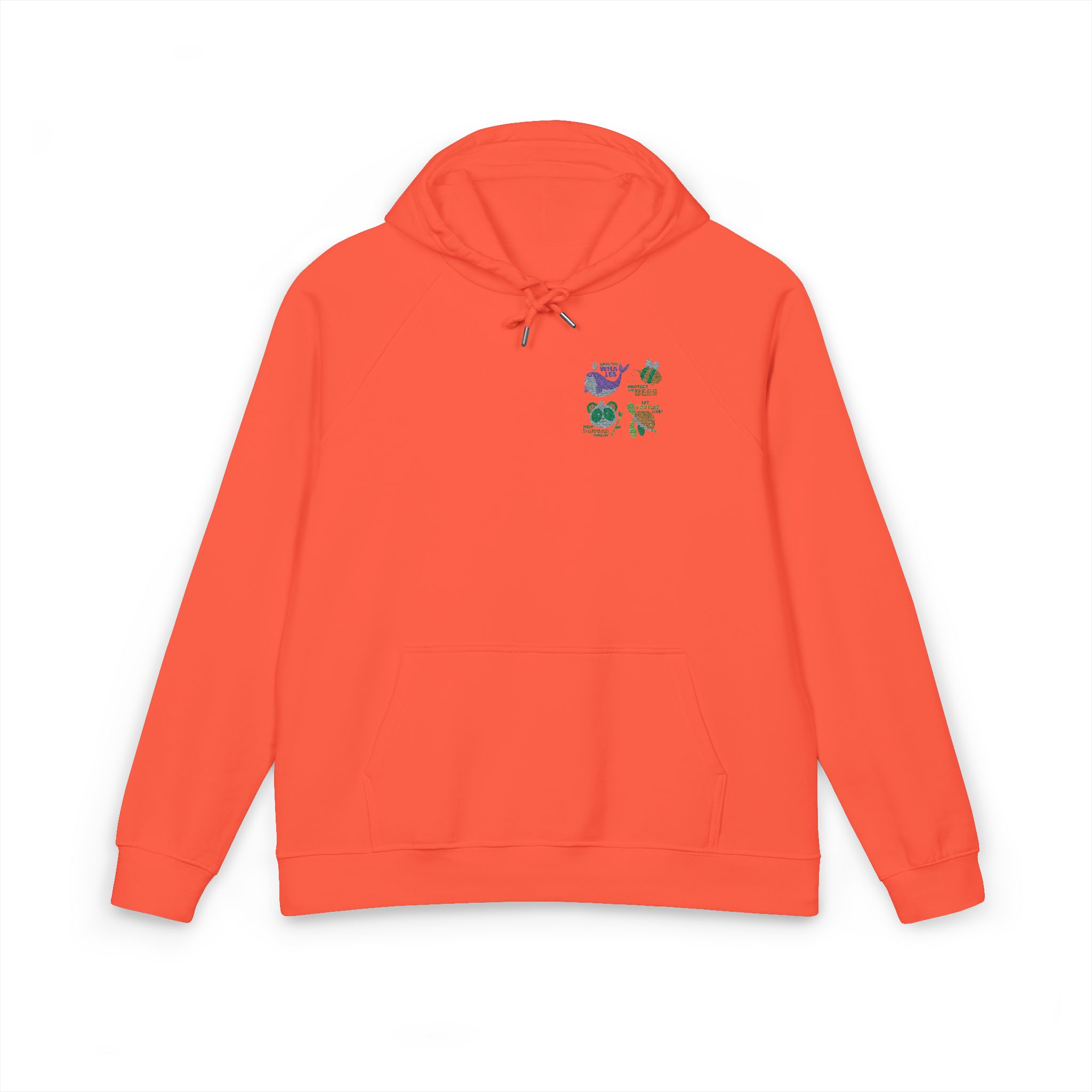 Hand Drawn Flat Design Ecology Badges 2 Unisex Eco Raglan Hoodie Embroidery - Image 5