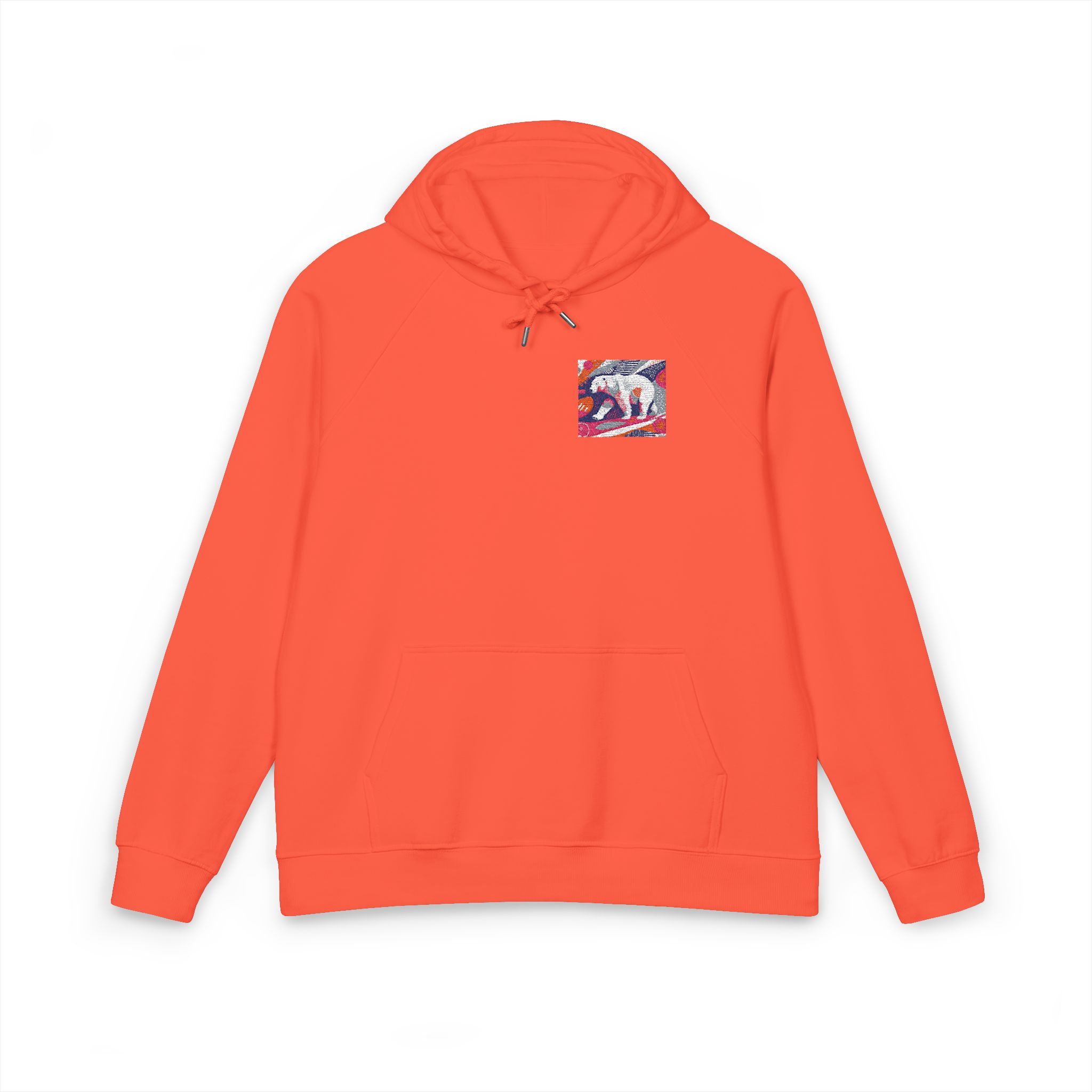 Polar Bear 4 Unisex Eco Raglan Hoodie Embroidery - Image 5