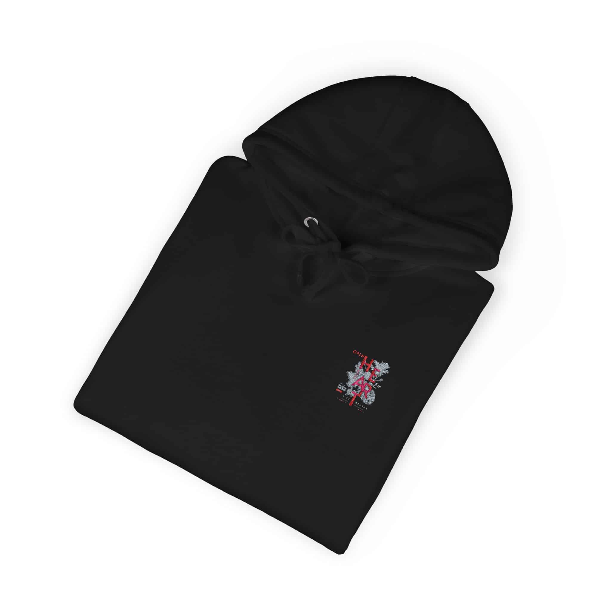 Open Your Heart Slogan With Black White Flowers Illustration Unisex Fleece Hoodie - Image 36