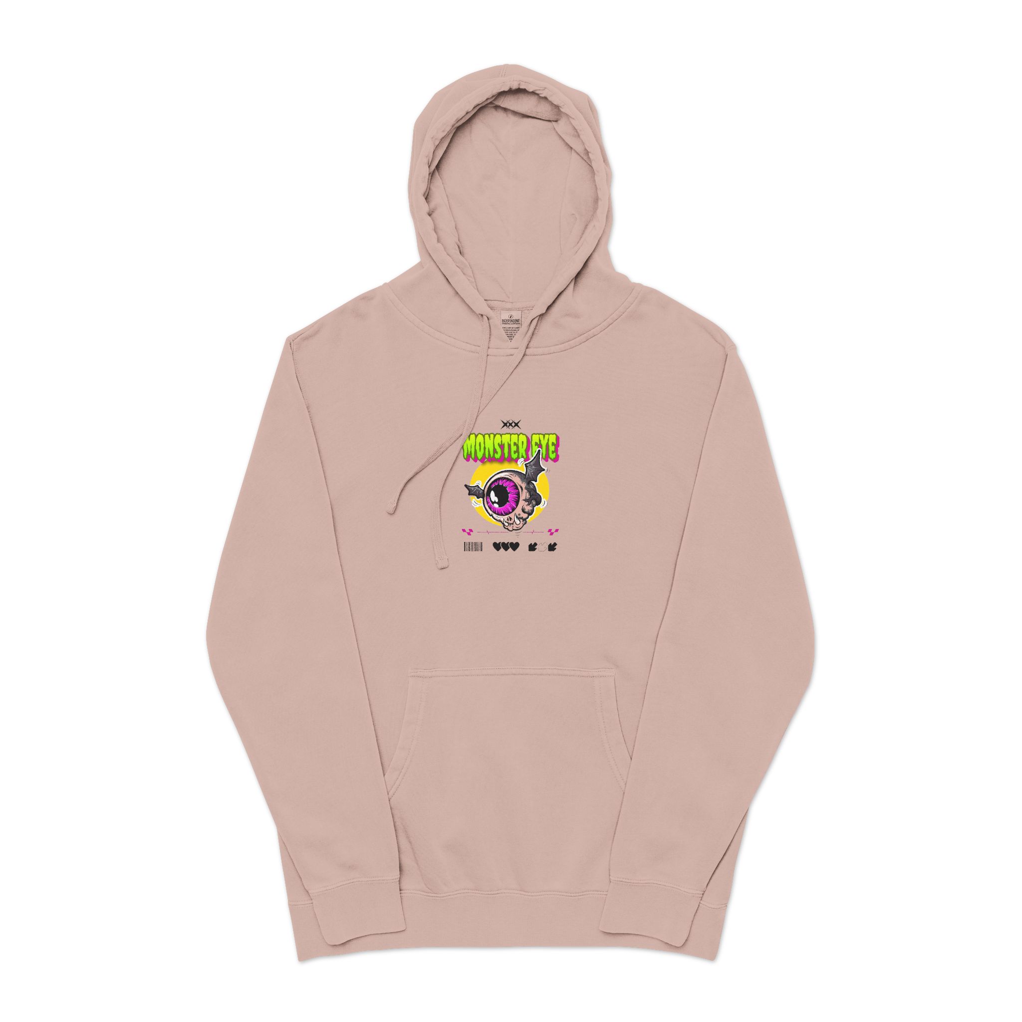 Typography Tshirt Design Monster Eye Unisex Pigment Dyed Hoodie Embroidery