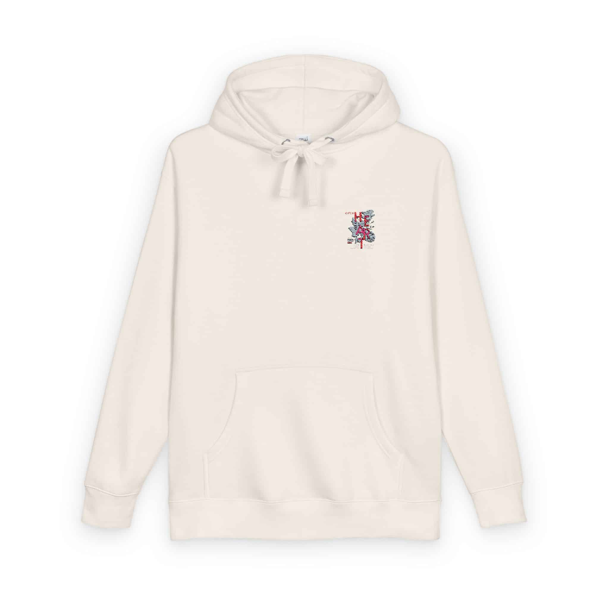 Open Your Heart Slogan With Black White Flowers Illustration Unisex Fleece Hoodie - Image 6