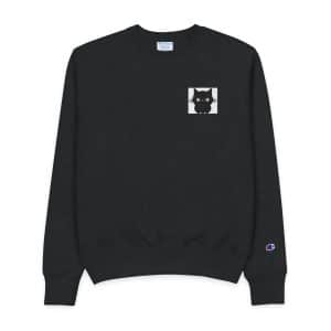 Cat Black White Isolated Icon Vector Illustration Mens Champion Crewneck Sweatshirt