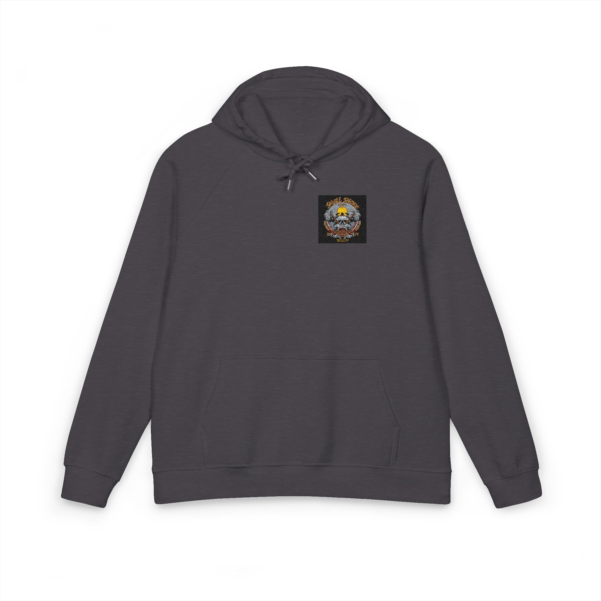 Skull Beach With Text Illustration Unisex Eco Raglan Hoodie Embroidery - Image 9