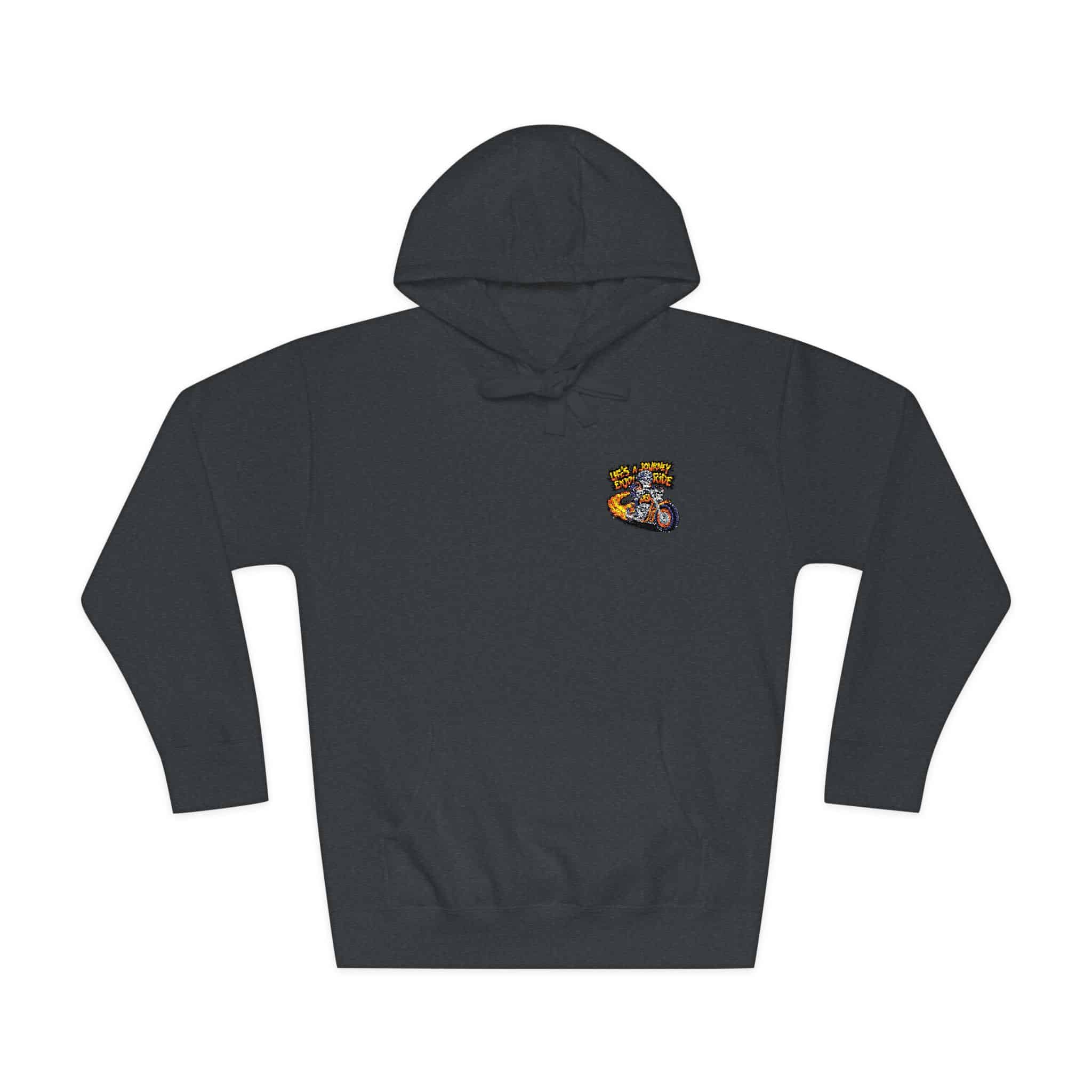 Skeleton Riding Flaming Motorcycle Unisex Fleece Hoodie - Image 25
