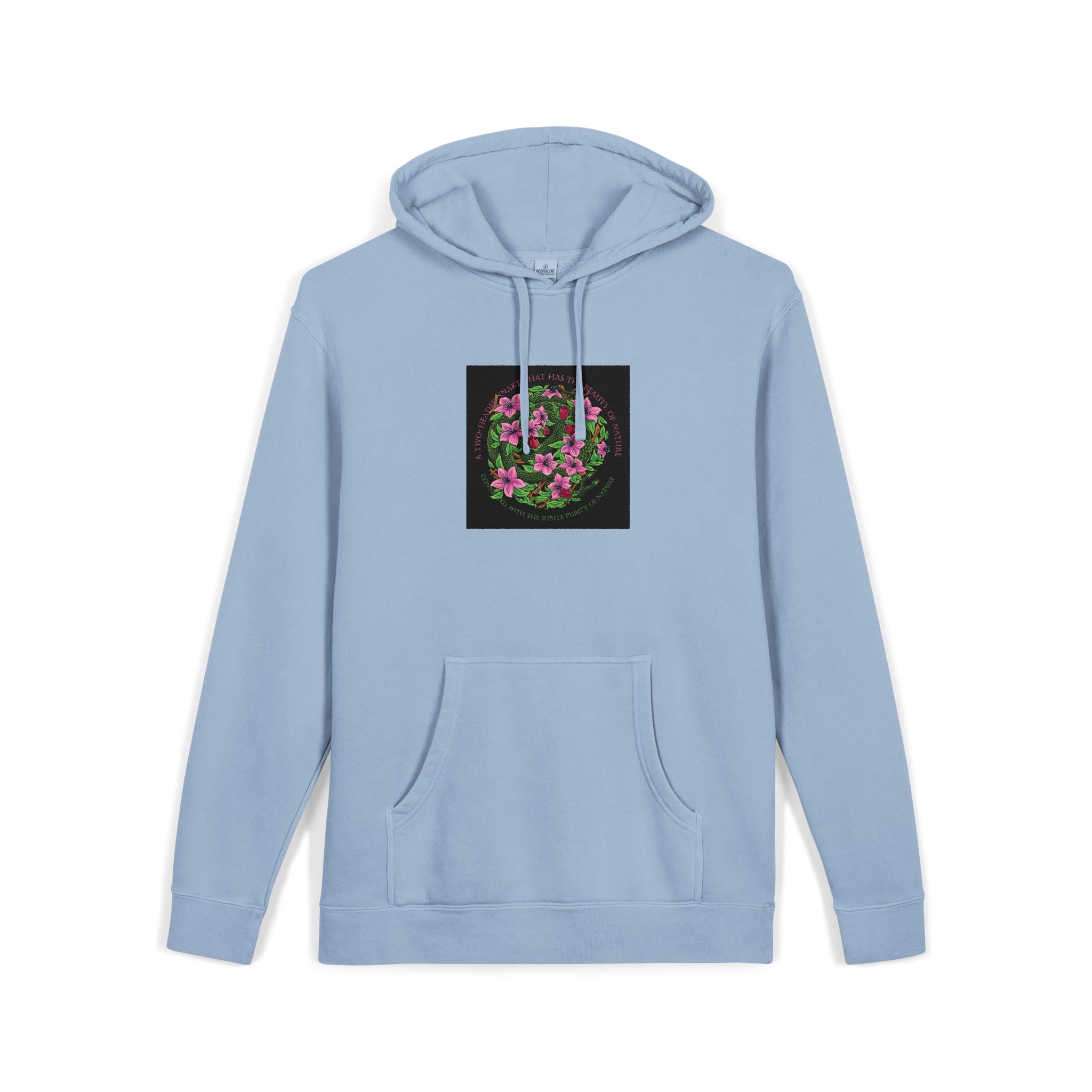 Two Headed Snake With Text Illustration Unisex Pigment Dyed Hoodie Embroidery - Image 19