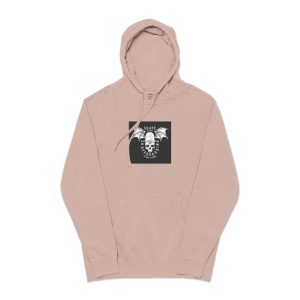 Vintage White Skateboarding Logo Unisex Pigment Dyed Hoodie Embroidery