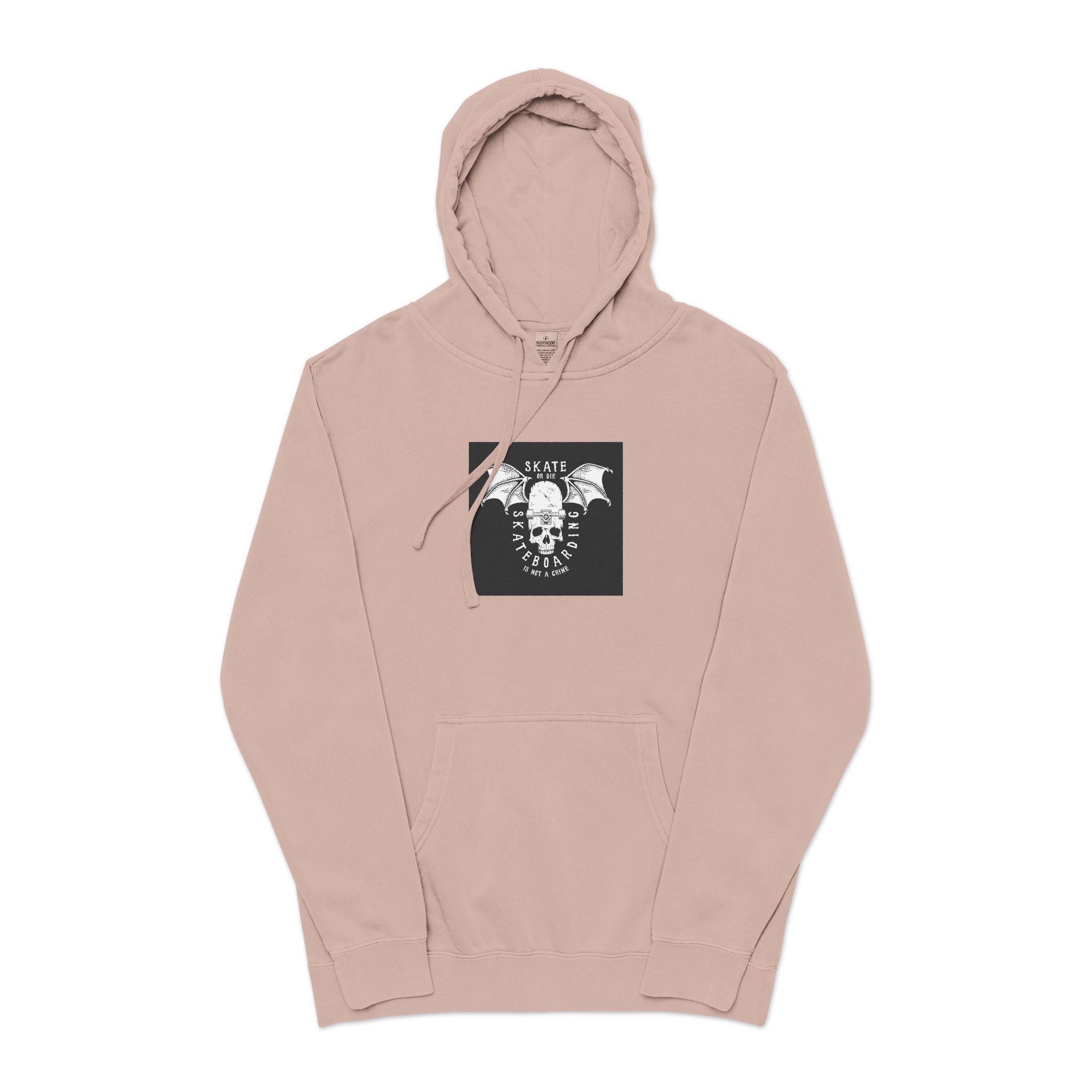 Vintage White Skateboarding Logo Unisex Pigment Dyed Hoodie Embroidery