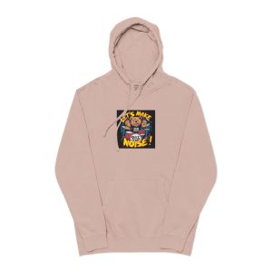 Vibrant Eyecatching Music Tshirt Design Featuring Bear Rocking Out Drum Set (1) Unisex Pigment Dyed Hoodie Embroidery