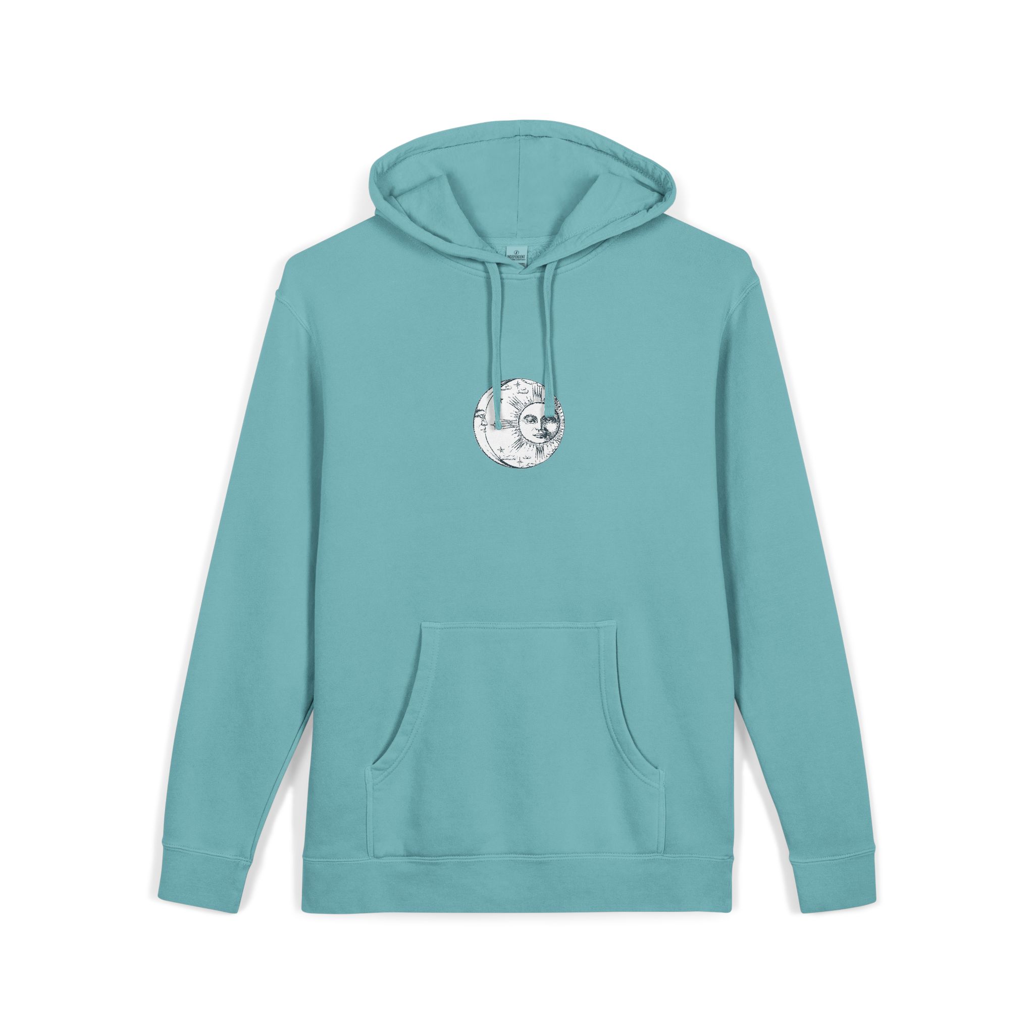 Sun Crescent Engraving Unisex Pigment Dyed Hoodie Embroidery - Image 11