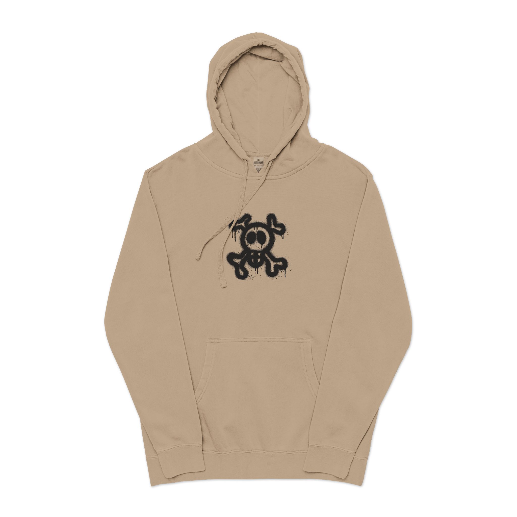 Spray Painted Graffiti Skull Sprayed Graffiti Skull Icon With Spray Black White Unisex Pigment Dyed Hoodie Embroidery - Image 5