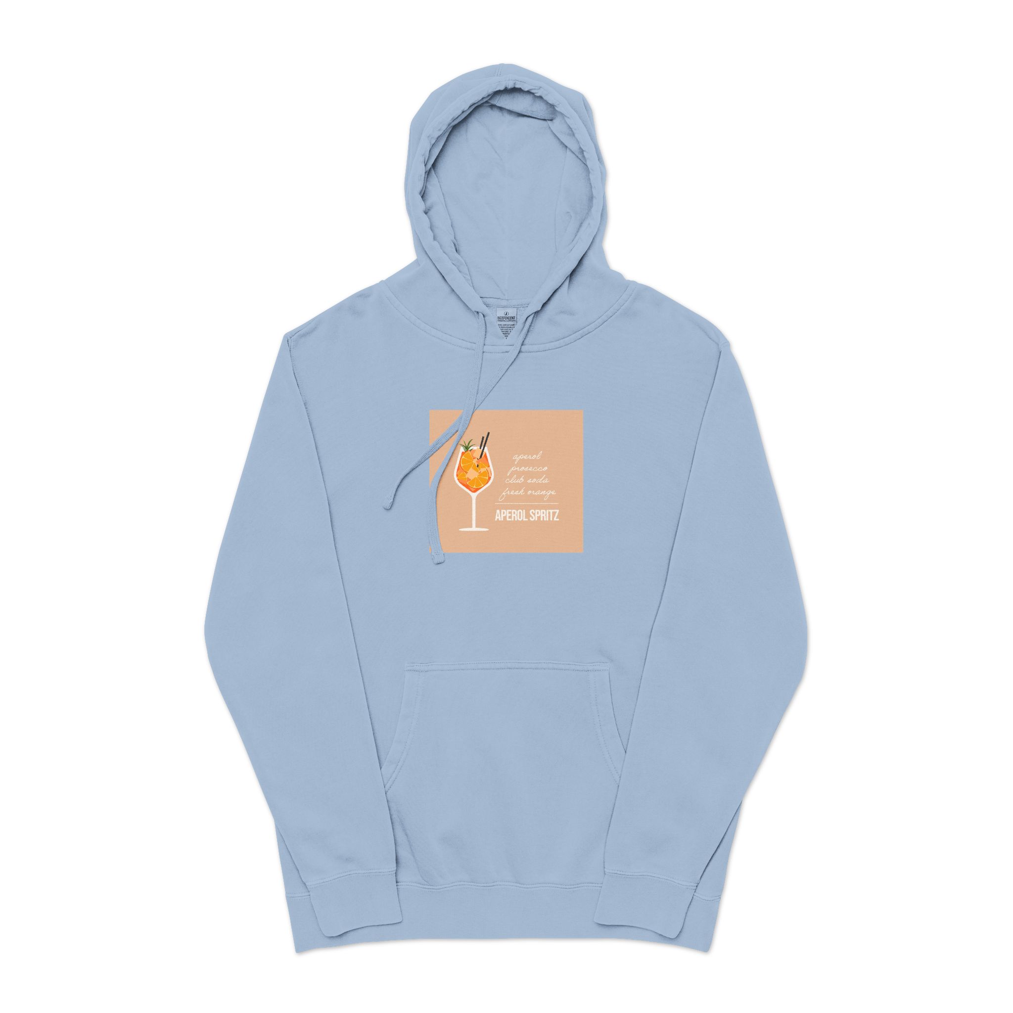 Vector Flat Illustration Modern Aperol Spritz Recipe Unisex Pigment Dyed Hoodie Embroidery - Image 17