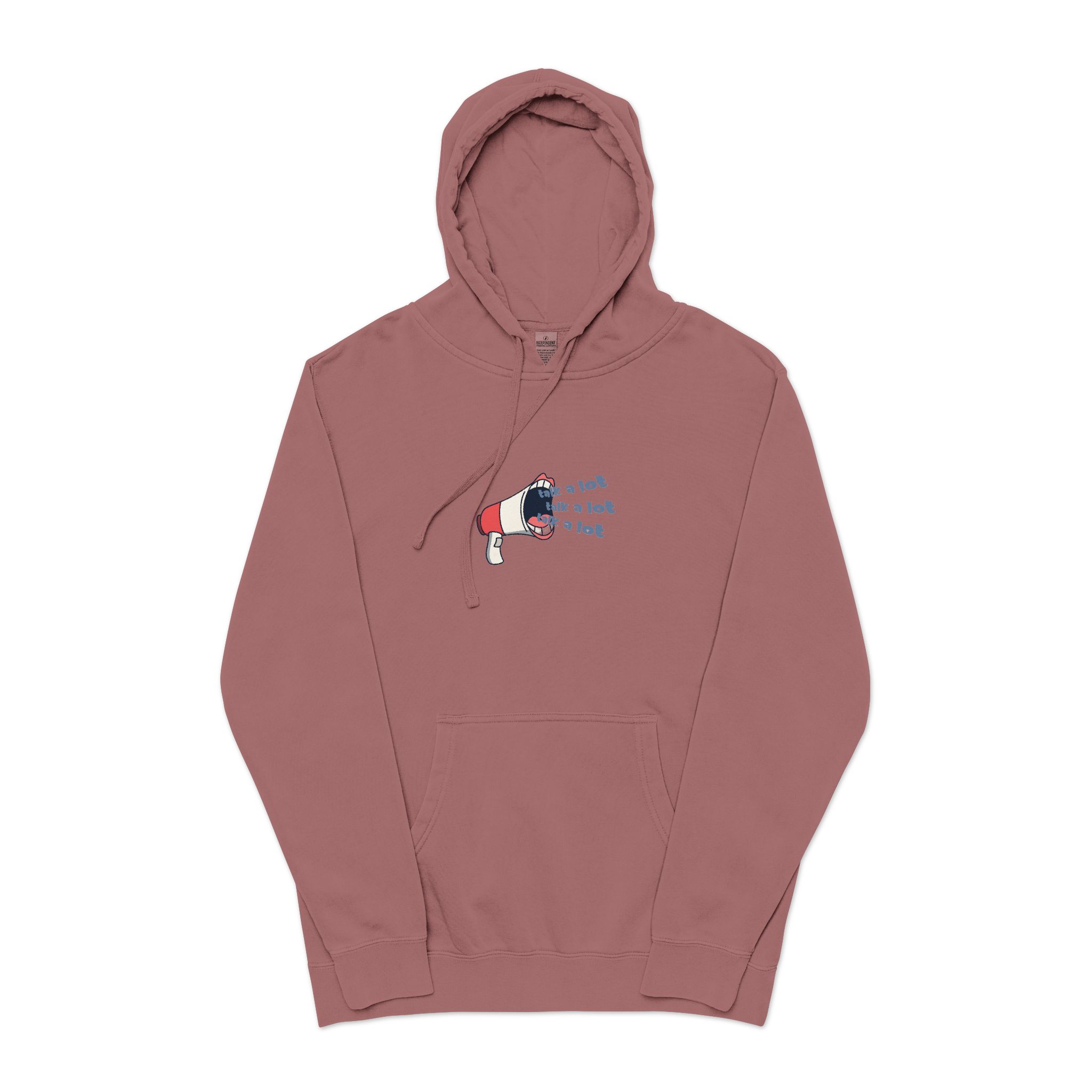 Talk A Lot Unisex Pigment Dyed Hoodie Embroidery - Image 29