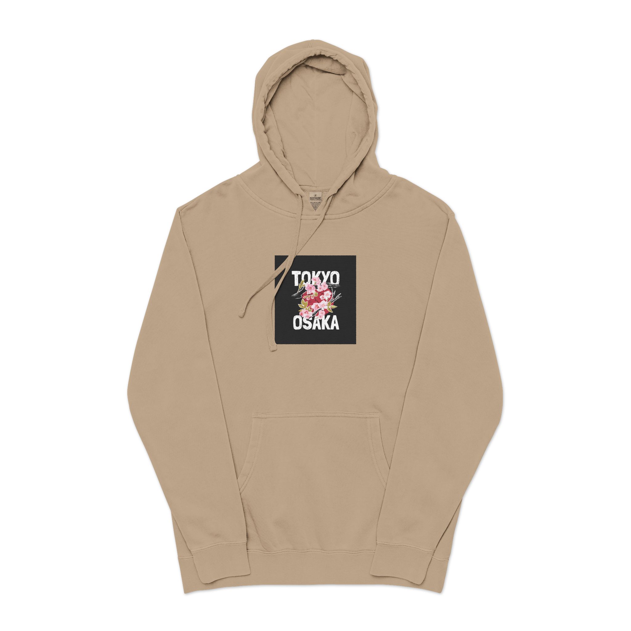 Tokyo Osaka Unisex Pigment Dyed Hoodie Embroidery - Image 5