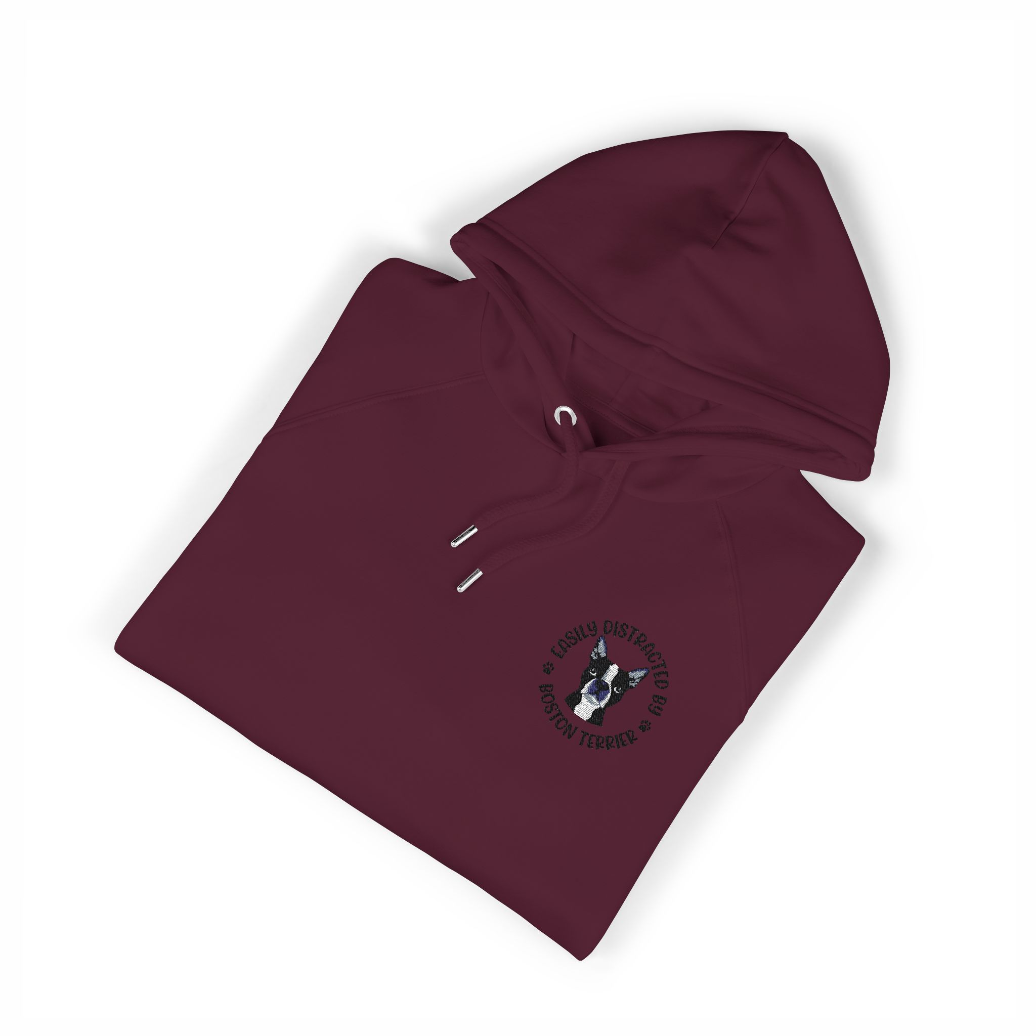 Easily Distracted By Boston Terrier Dog Unisex Eco Raglan Hoodie Embroidery - Image 23