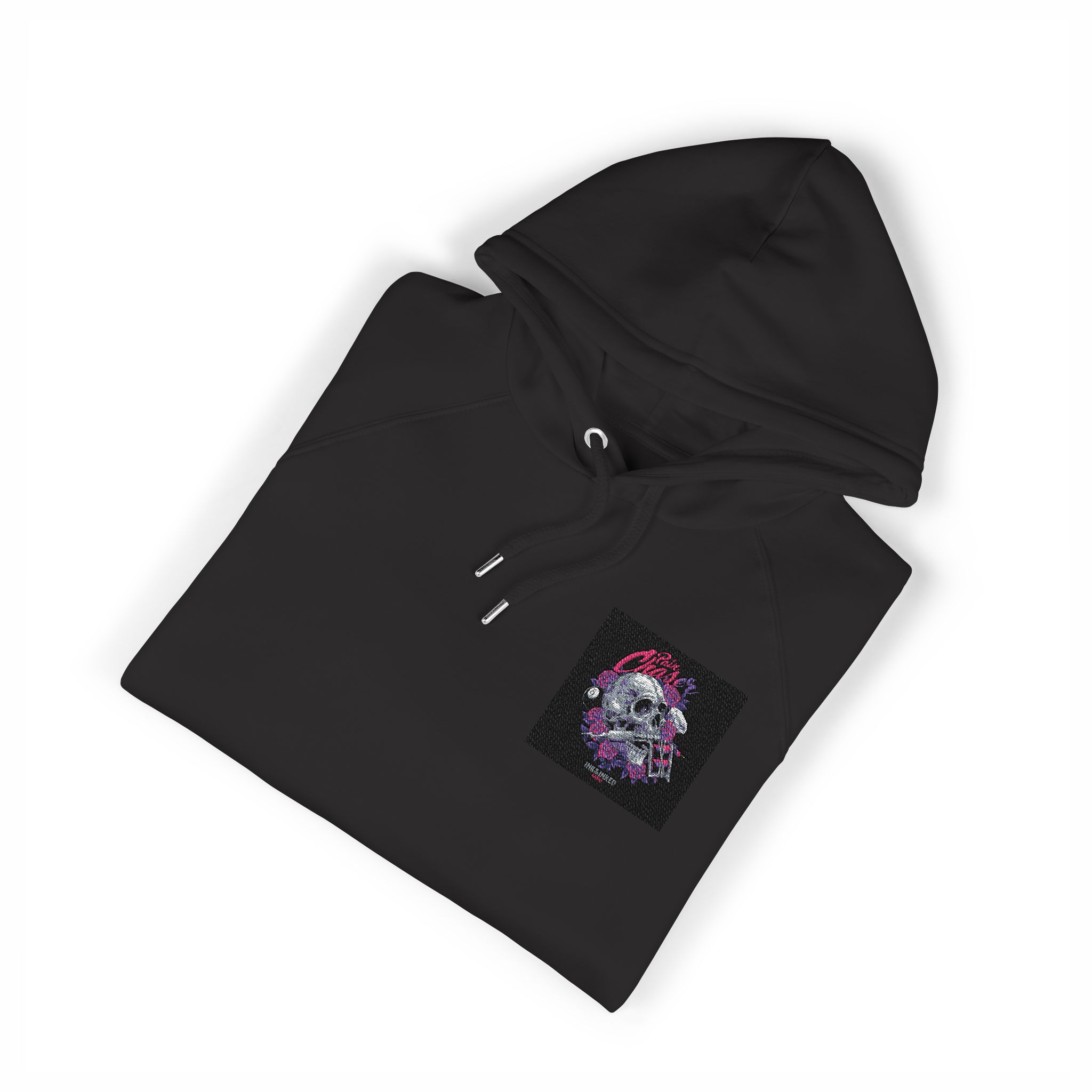 Skull Tattoomachine With Text Illustration Unisex Eco Raglan Hoodie Embroidery - Image 19