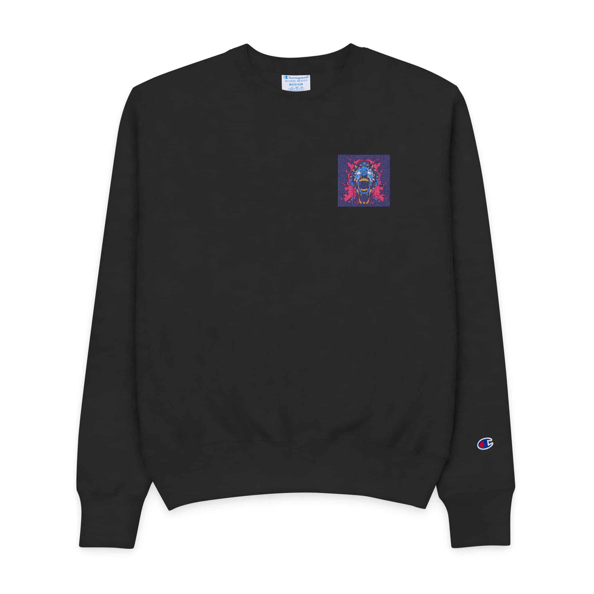 Mecha Scream Overcharge Flaming Electric Shout Mens Champion Crewneck Sweatshirt