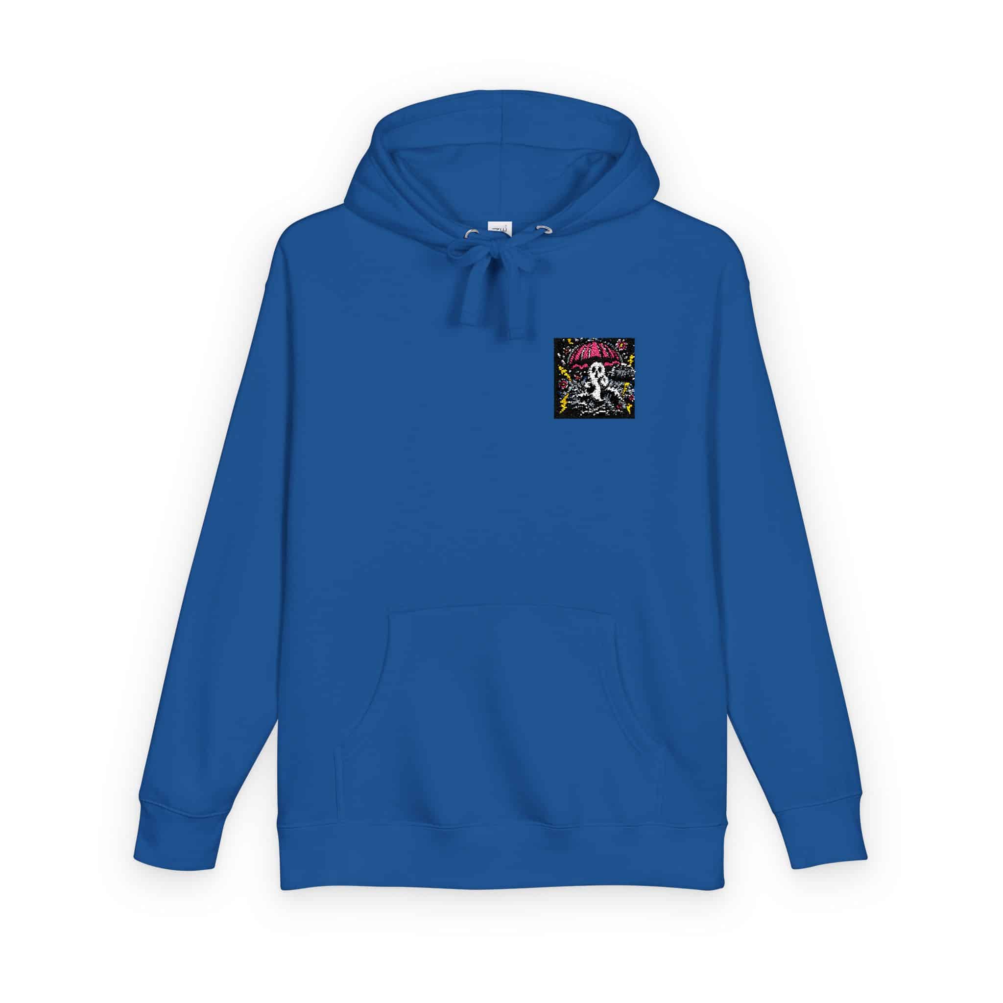White Ghost With Pink Umbrella Lightning Bolt Unisex Fleece Hoodie - Image 18
