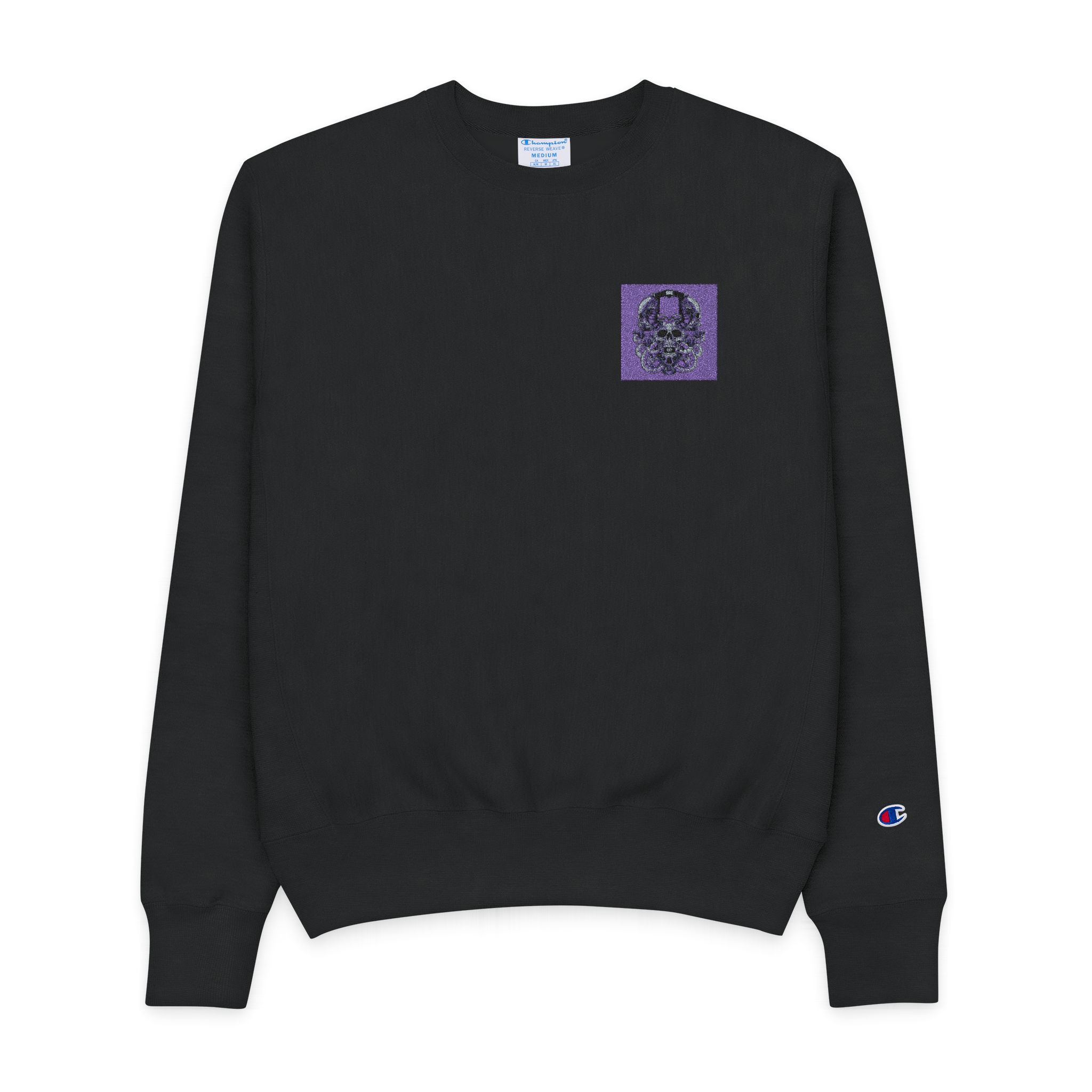 Cyborg Skull Illustration Mens Champion Crewneck Sweatshirt