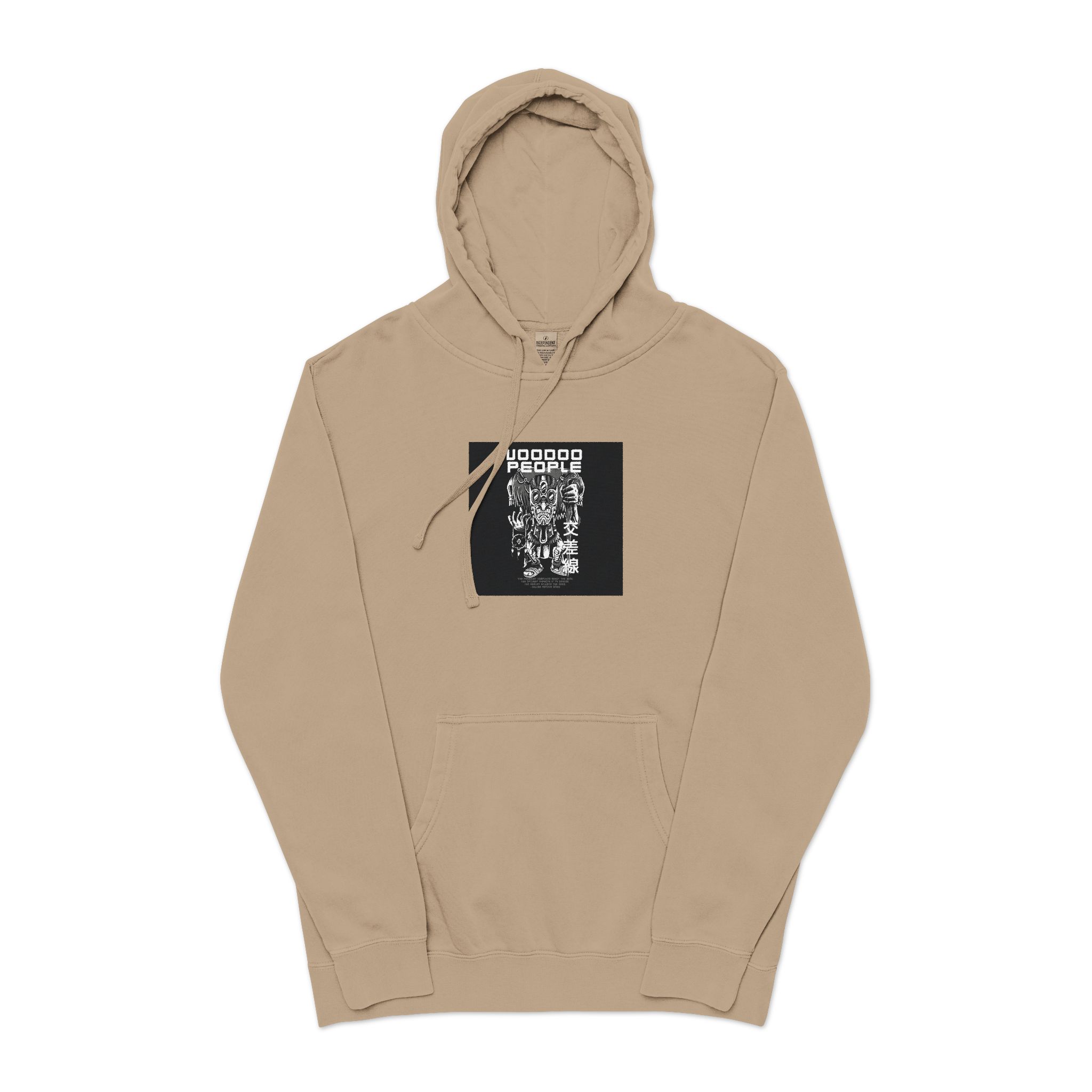 Voodoo People Black White Unisex Pigment Dyed Hoodie Embroidery - Image 5