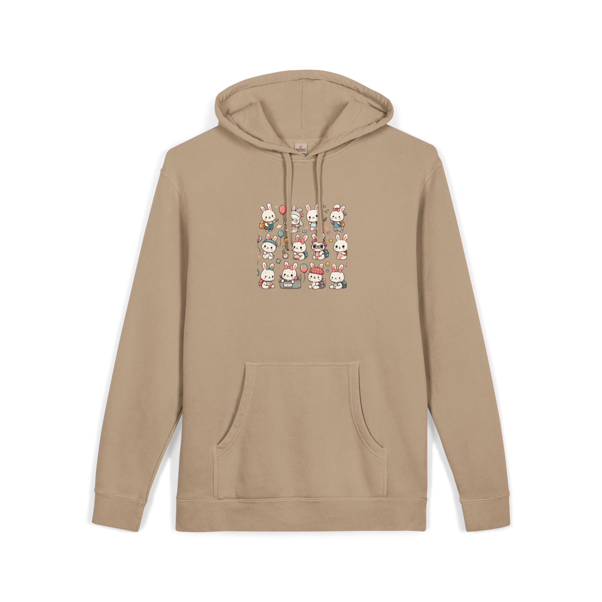Vector Cartoon Rabbit Sits Field Flowers (1) Unisex Pigment Dyed Hoodie Embroidery - Image 7
