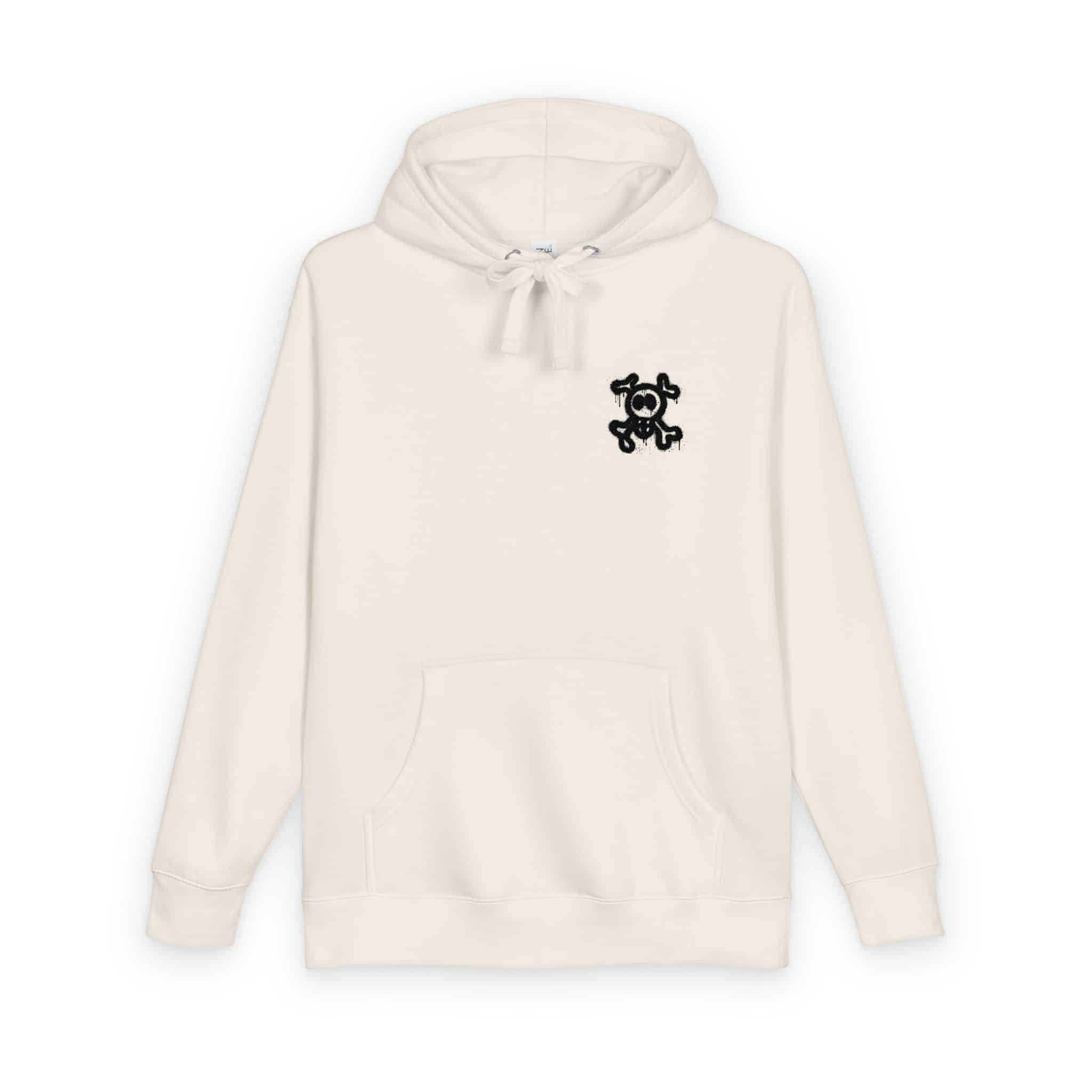 Spray Painted Graffiti Skull Sprayed Graffiti Skull Icon With Spray Black White Unisex Fleece Hoodie - Image 6
