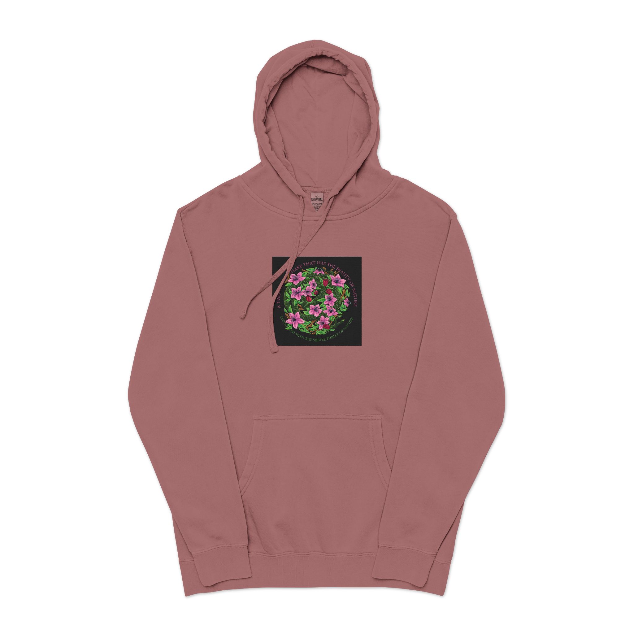 Two Headed Snake With Text Illustration Unisex Pigment Dyed Hoodie Embroidery - Image 29
