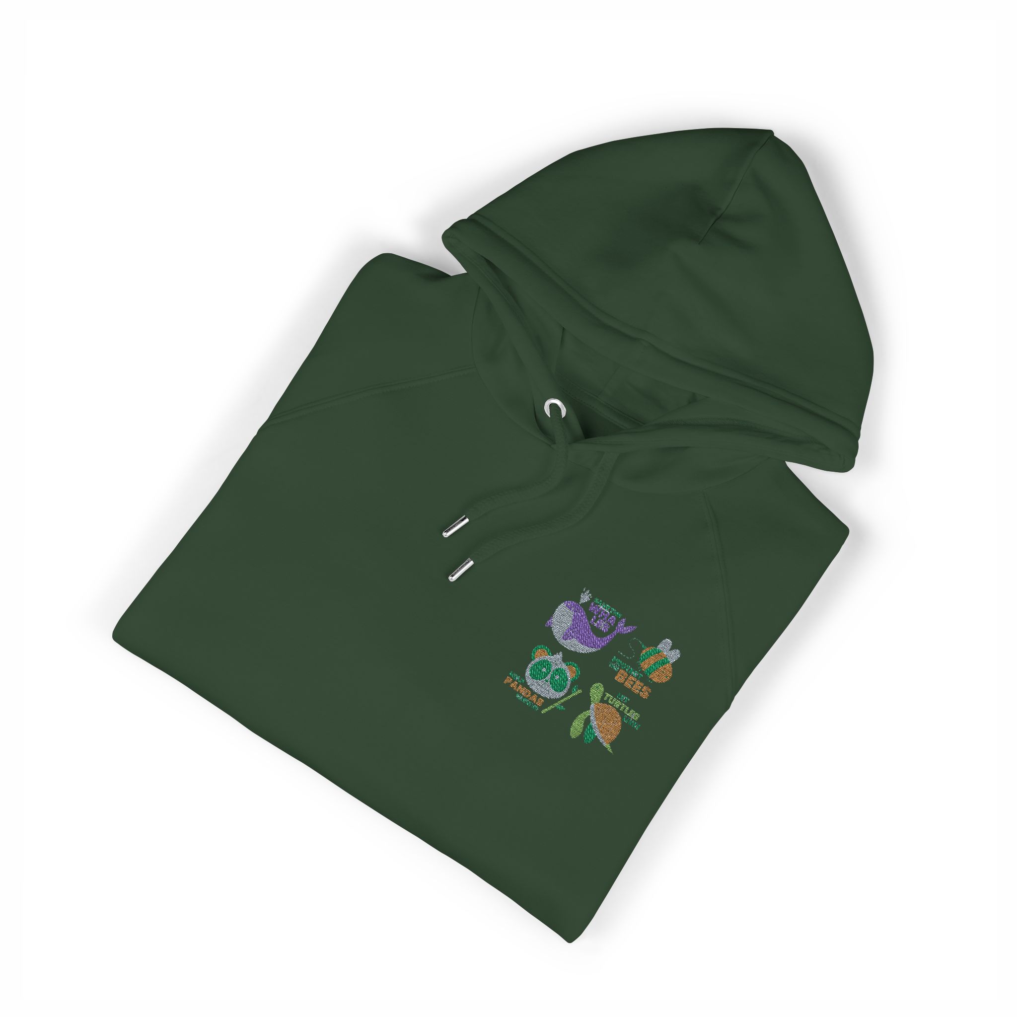 Hand Drawn Flat Design Ecology Badges 2 Unisex Eco Raglan Hoodie Embroidery - Image 15