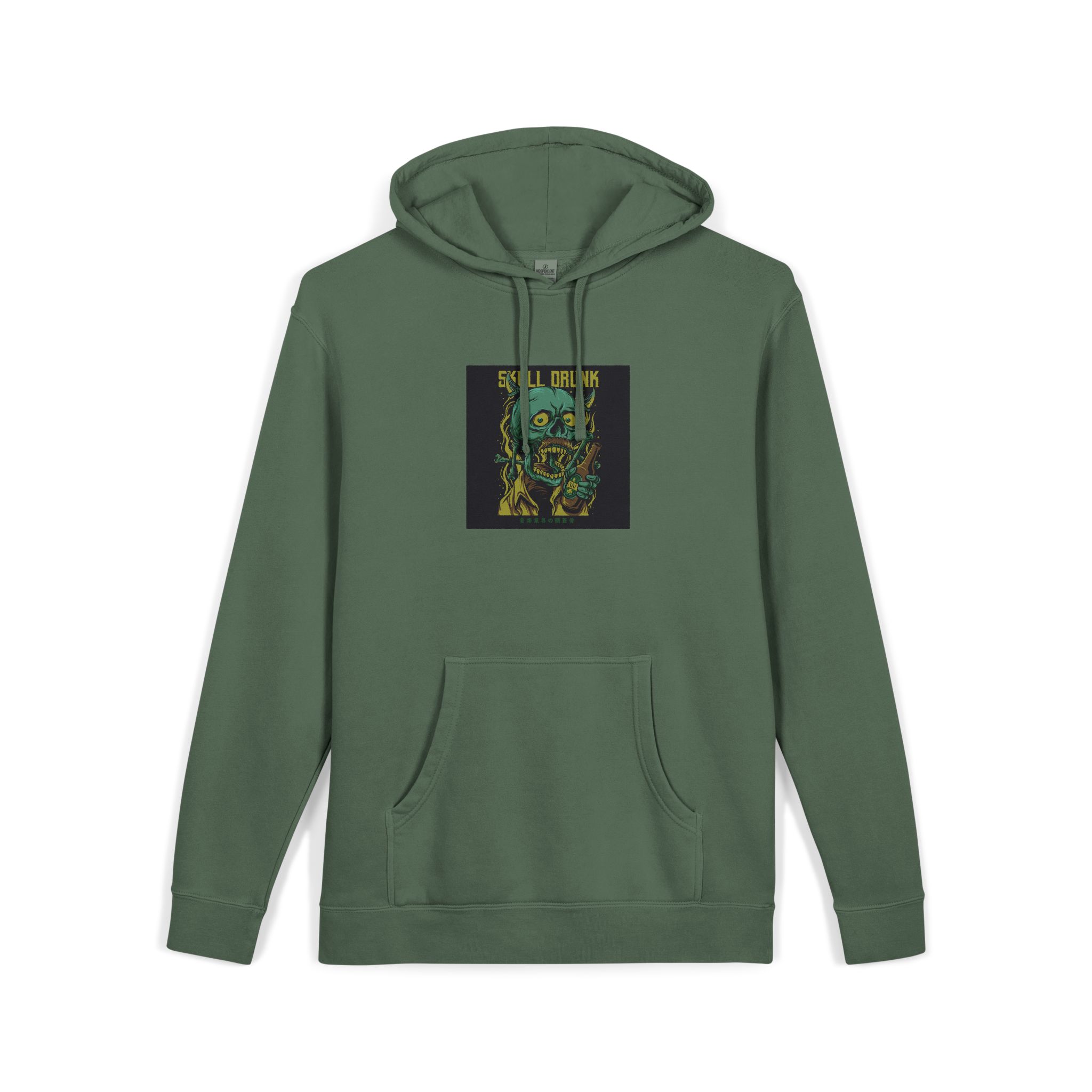 Skull Drunk Unisex Pigment Dyed Hoodie Embroidery - Image 15