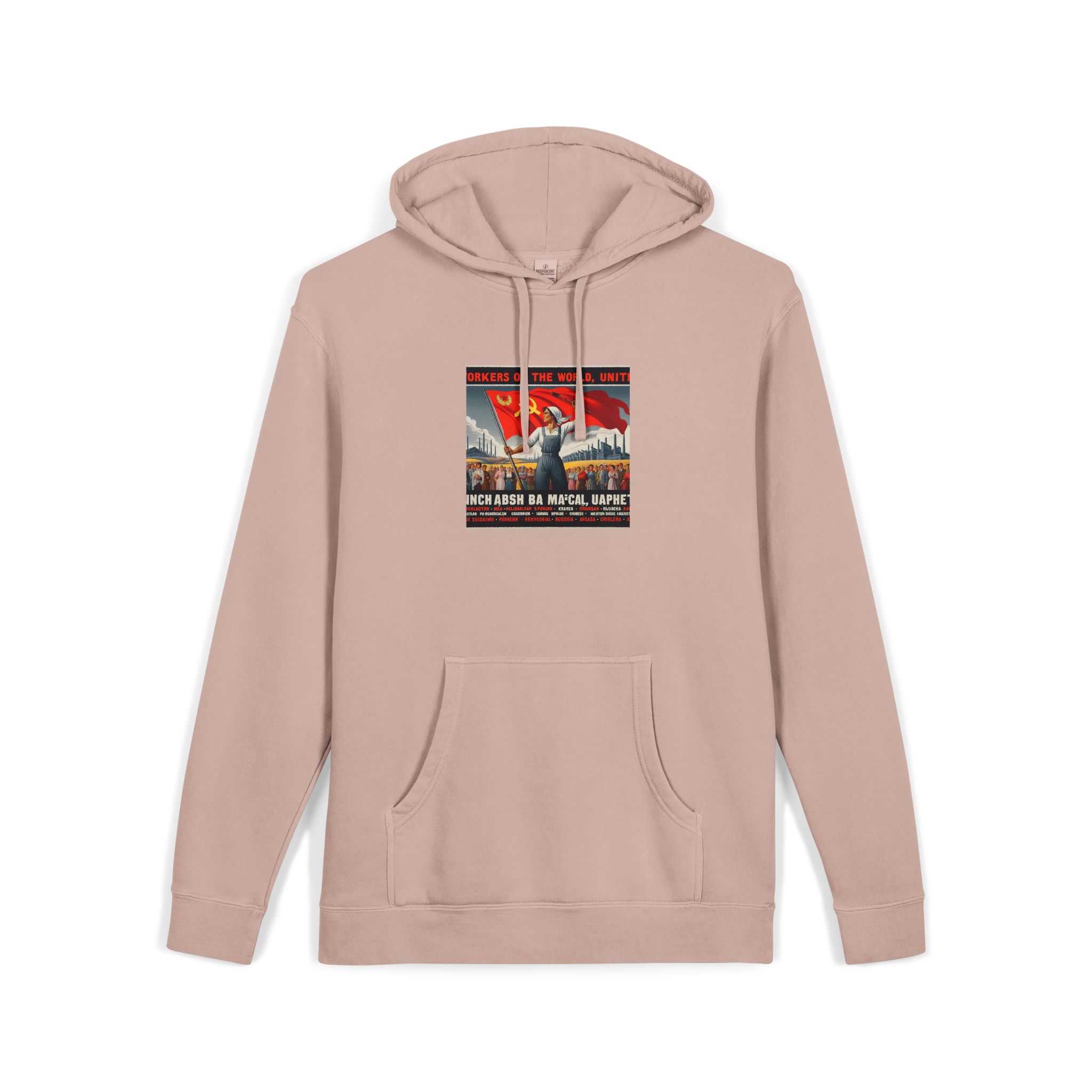 Workers of the World Unisex Pigment Dyed Hoodie Embroidery - Image 3
