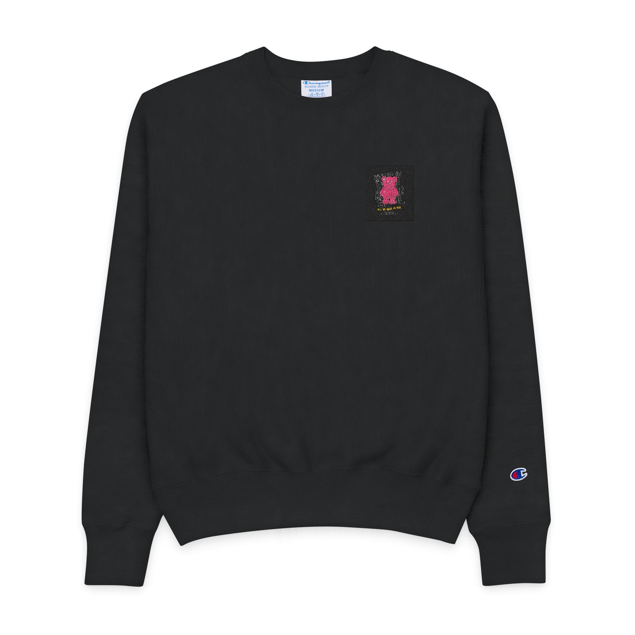 Keep It Cool Slogan With Bear Doll Inverted Color Black Background Vector Illustration Mens Champion Crewneck Sweatshirt