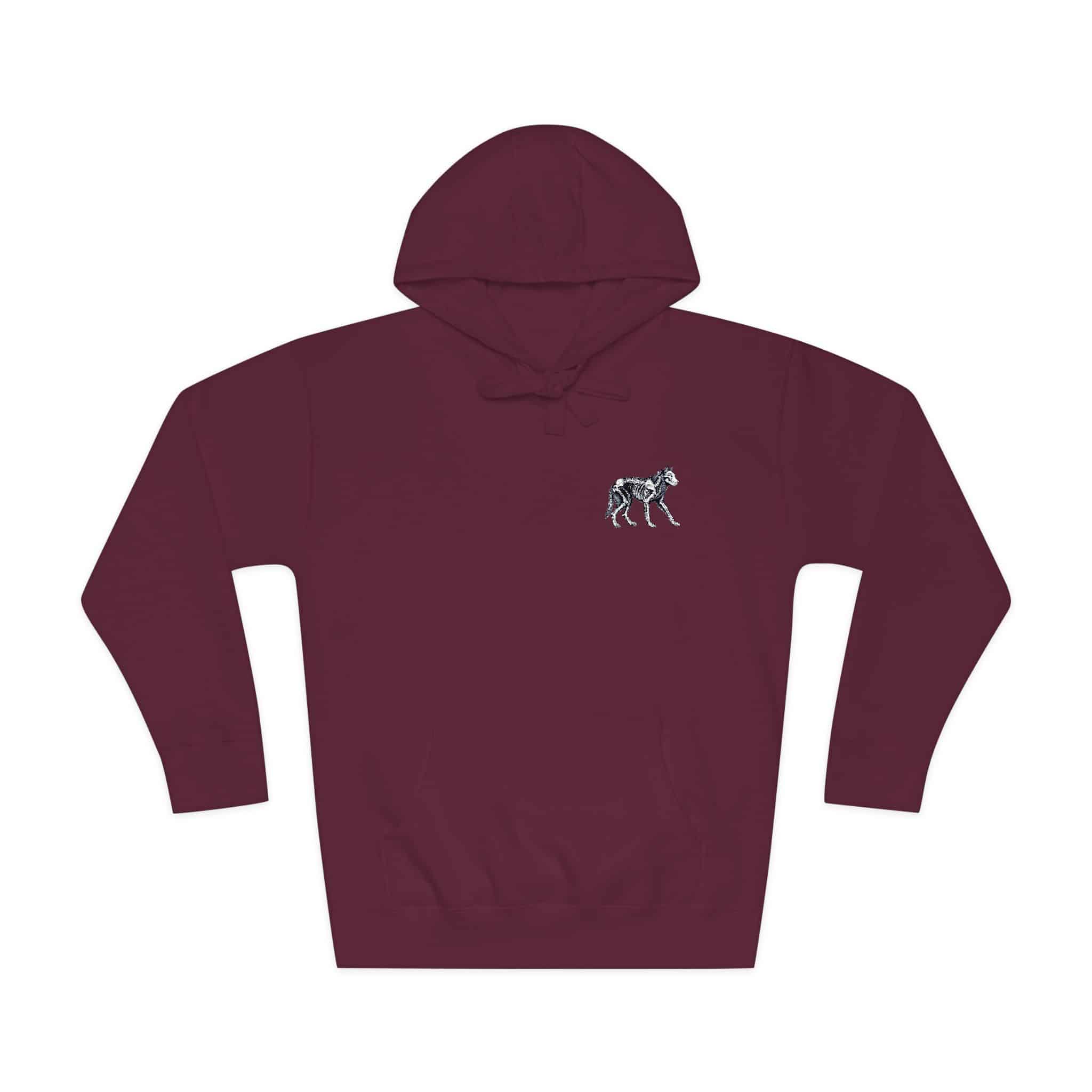 Vector Wolf Skeleton Illustration Vintage Engraving Style Unisex Fleece Hoodie - Image 29