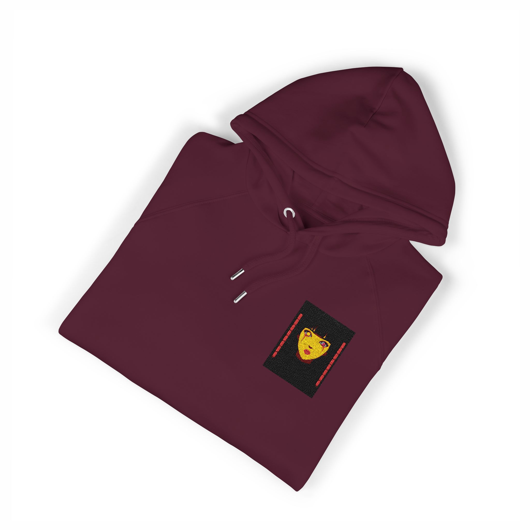 Haunting Animestyle Portrait With Glowing Eyes Bloody Tears Unisex Eco Raglan Hoodie Embroidery - Image 23