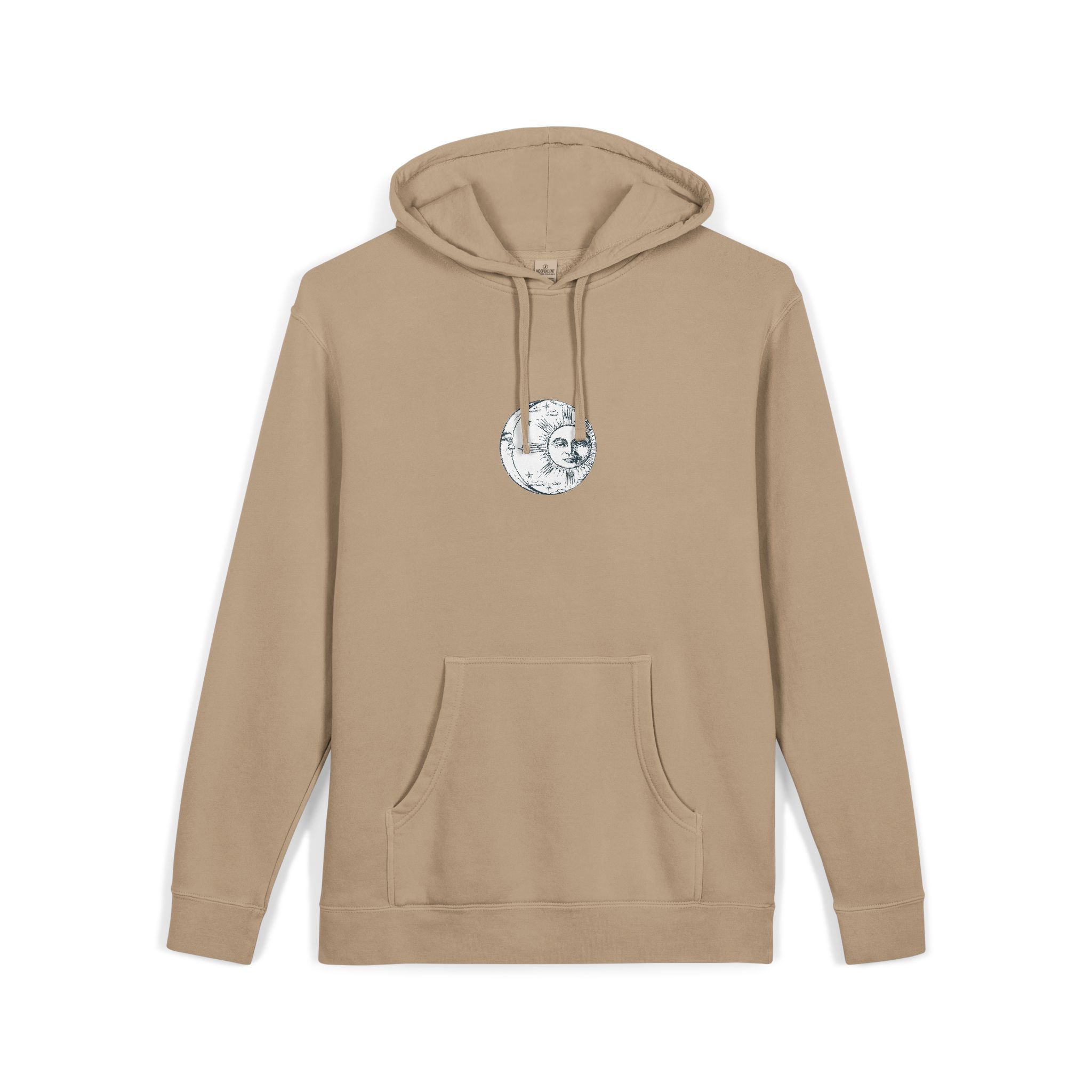 Sun Crescent Engraving Unisex Pigment Dyed Hoodie Embroidery - Image 7