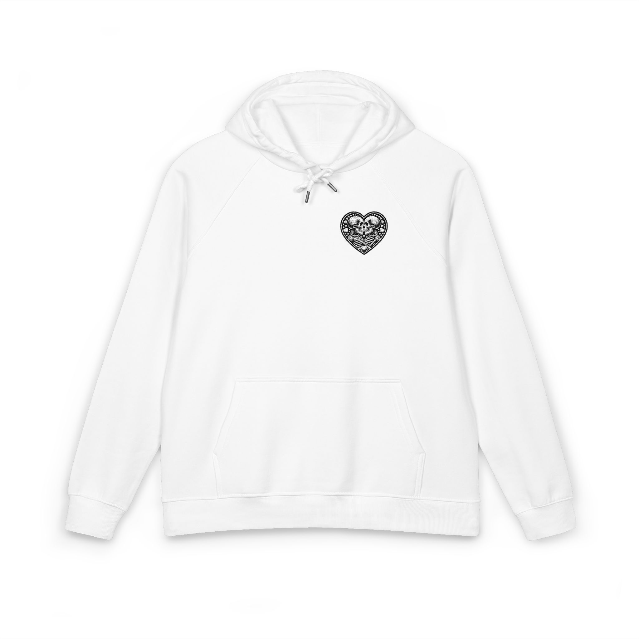 Happy Valentines Day Vector Silhouette Valentines Holiday Vibes Unisex Eco Raglan Hoodie Embroidery