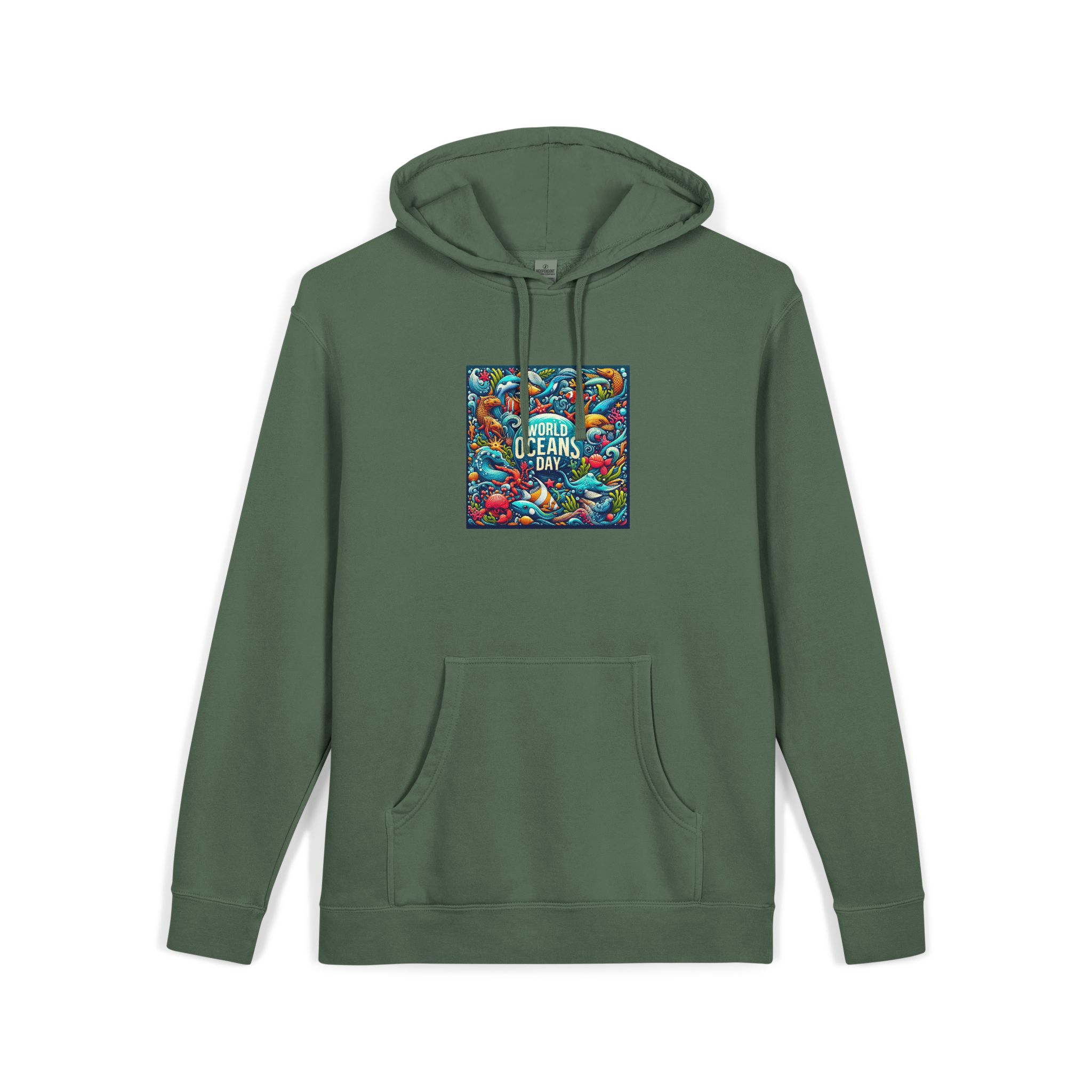 World Oceans Day Unisex Pigment Dyed Hoodie Embroidery - Image 15