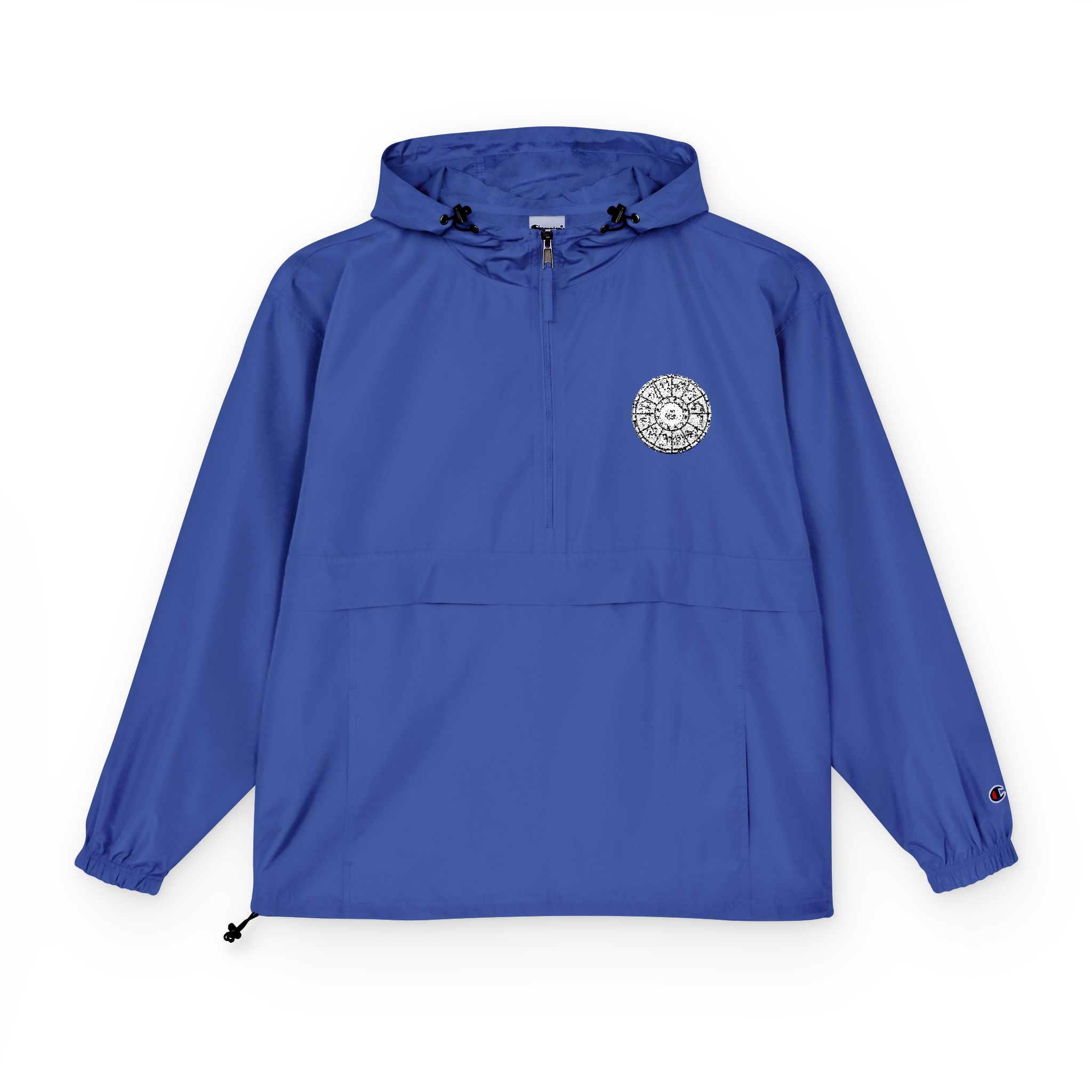 Zodiac Circle Horoscope Drawing Engraving Style Zodiac Wheel With Astrological Sy Champion Unisex Packable Anorak Jacket - Image 13
