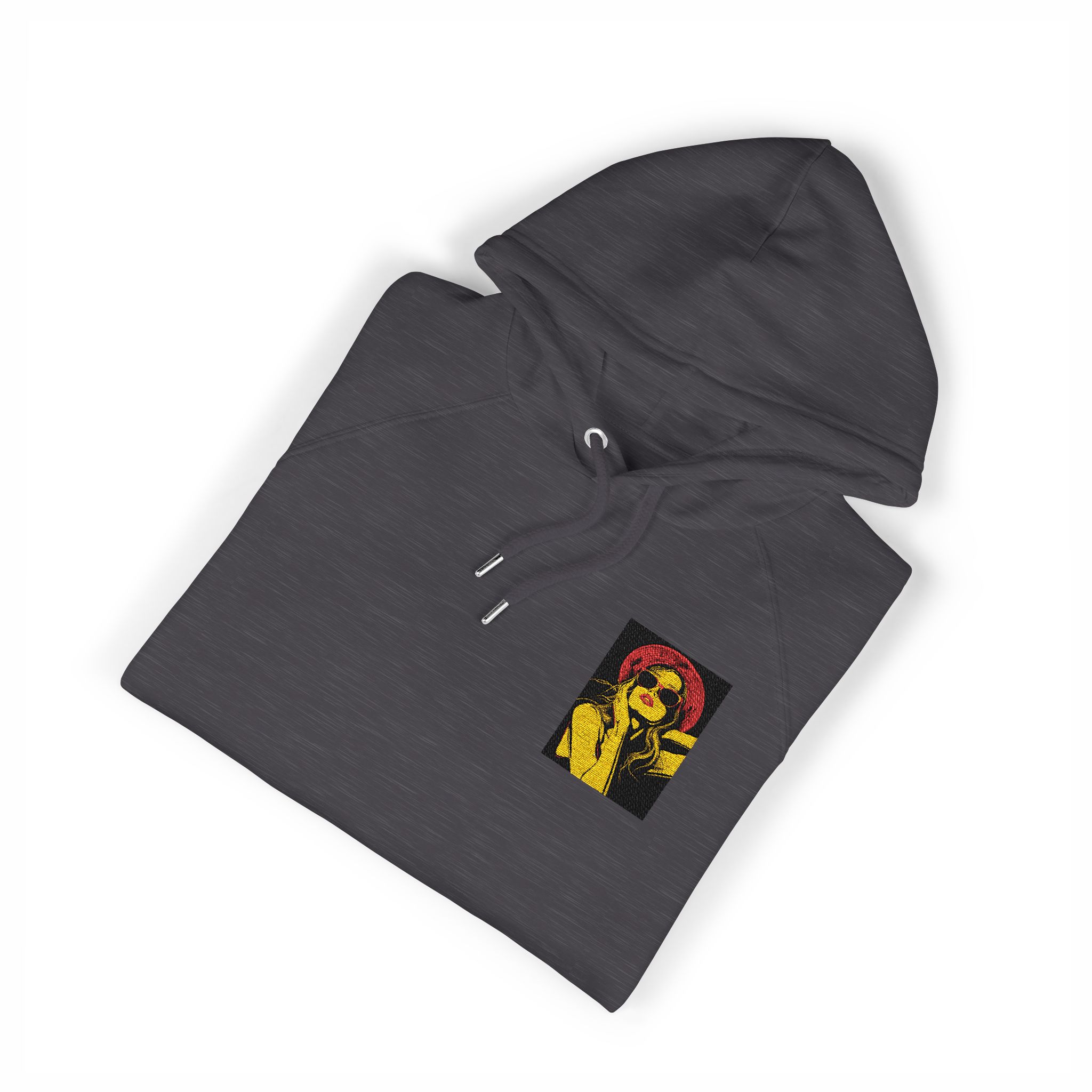 Woman With Sunglasses Unisex Eco Raglan Hoodie Embroidery - Image 11