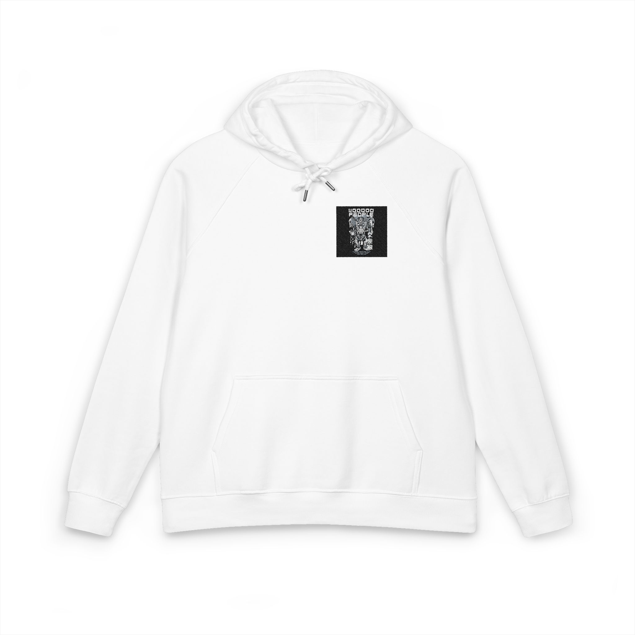 Voodoo People Black White Unisex Eco Raglan Hoodie Embroidery
