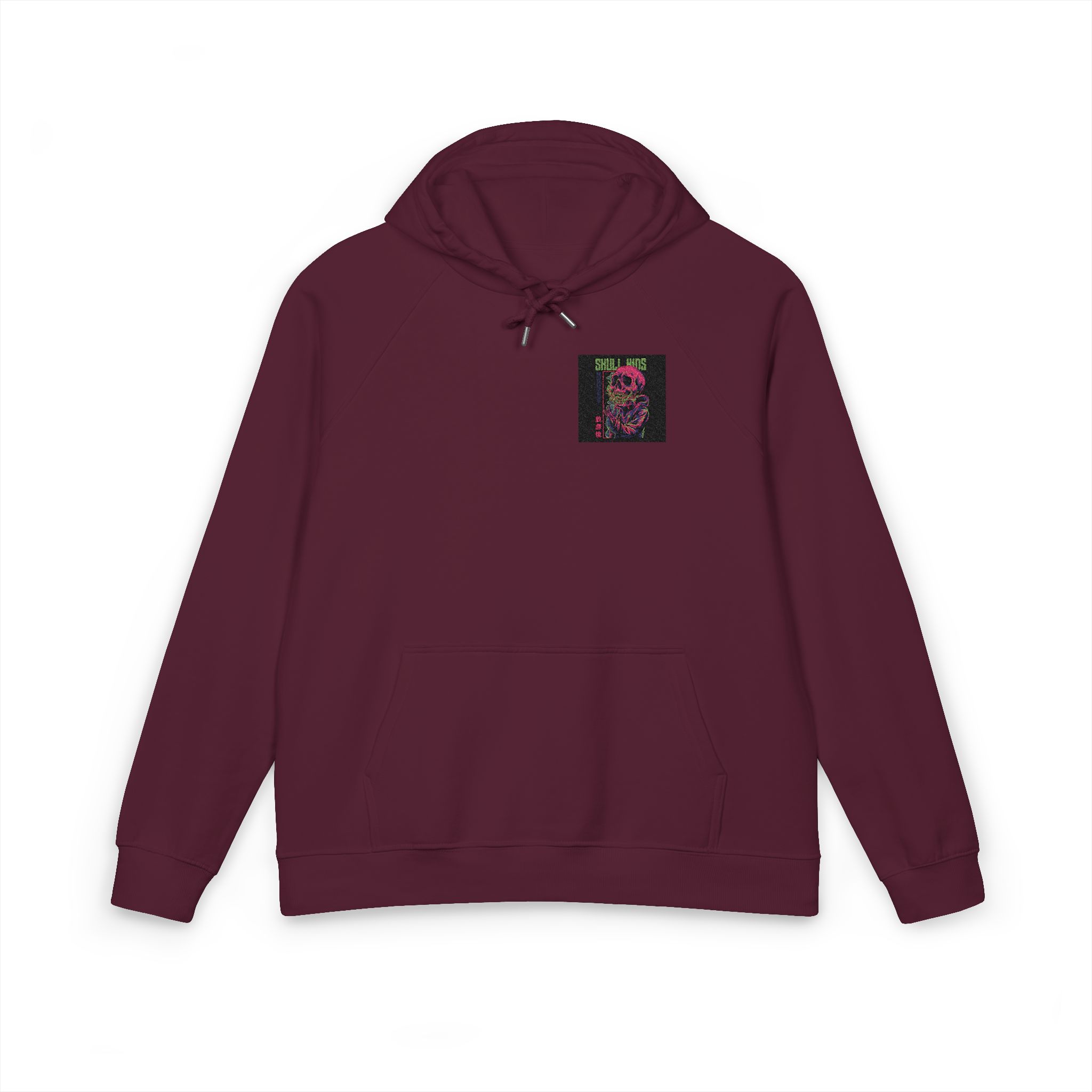 Skull Kids Unisex Eco Raglan Hoodie Embroidery - Image 21