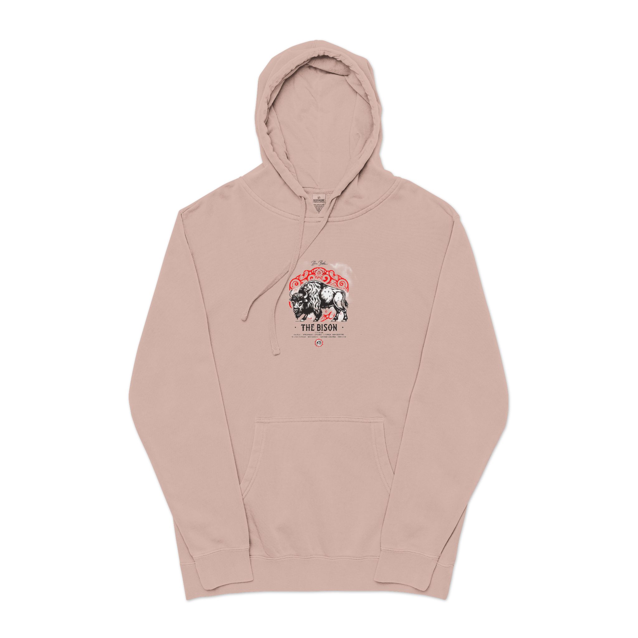 The Bison Unisex Pigment Dyed Hoodie Embroidery