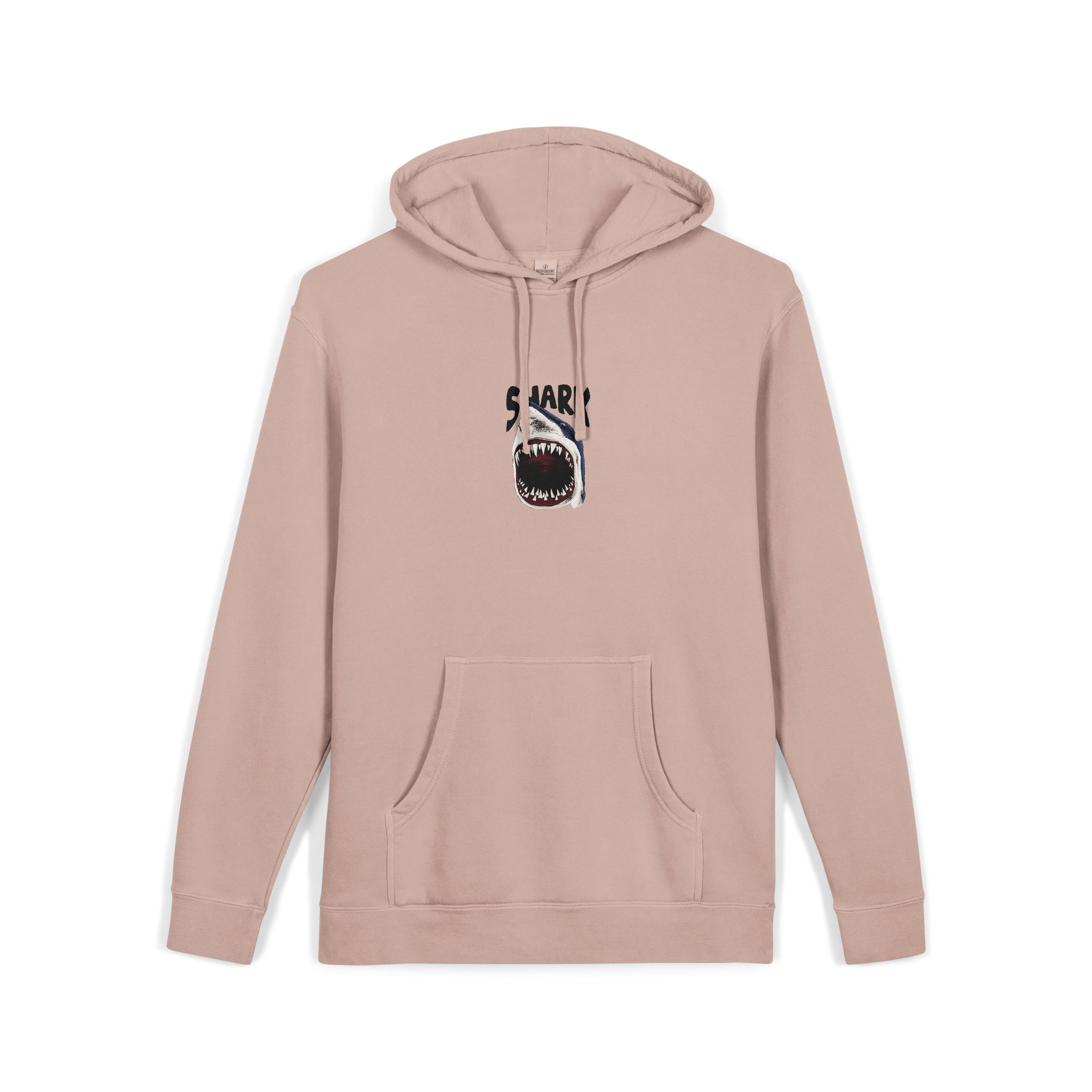 Wild Shark Illustration With Sharp Teeth Unisex Pigment Dyed Hoodie Embroidery - Image 3
