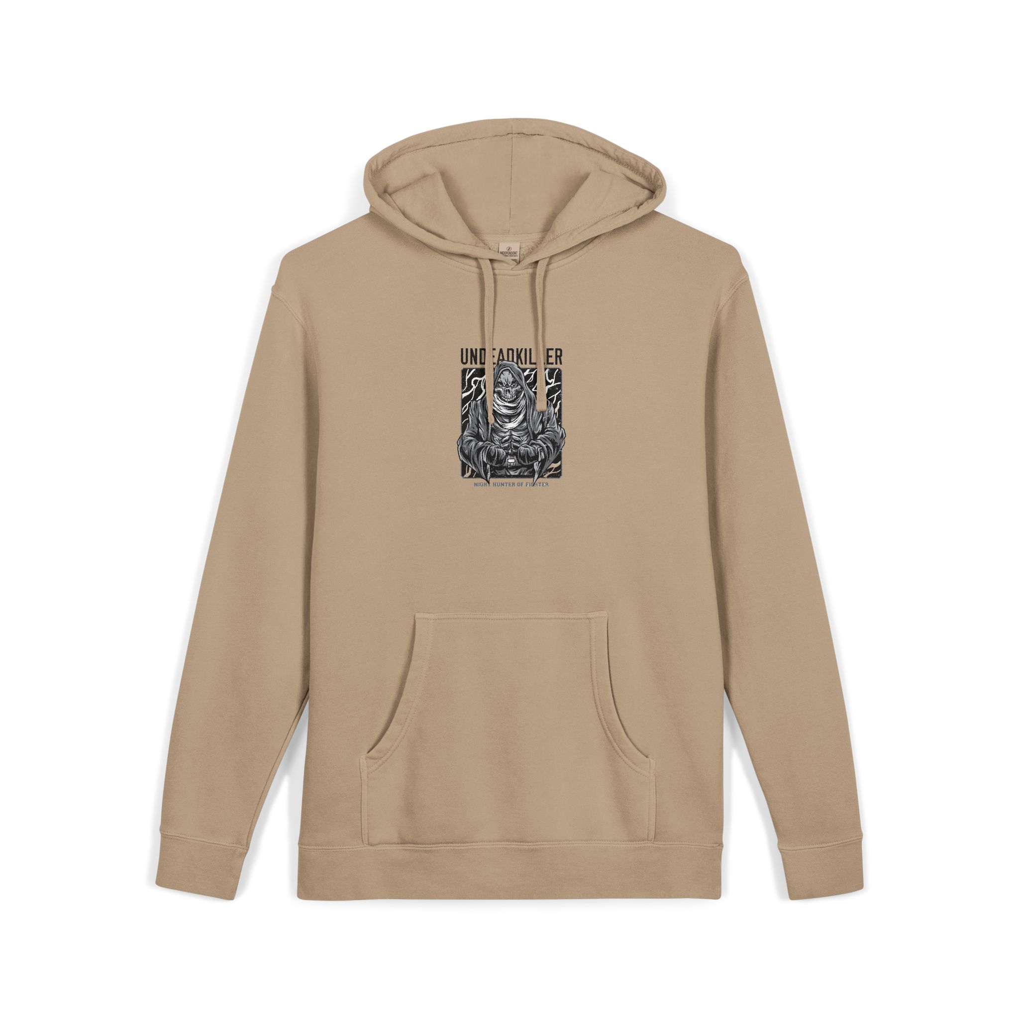 Undead Killer Black White Unisex Pigment Dyed Hoodie Embroidery - Image 7