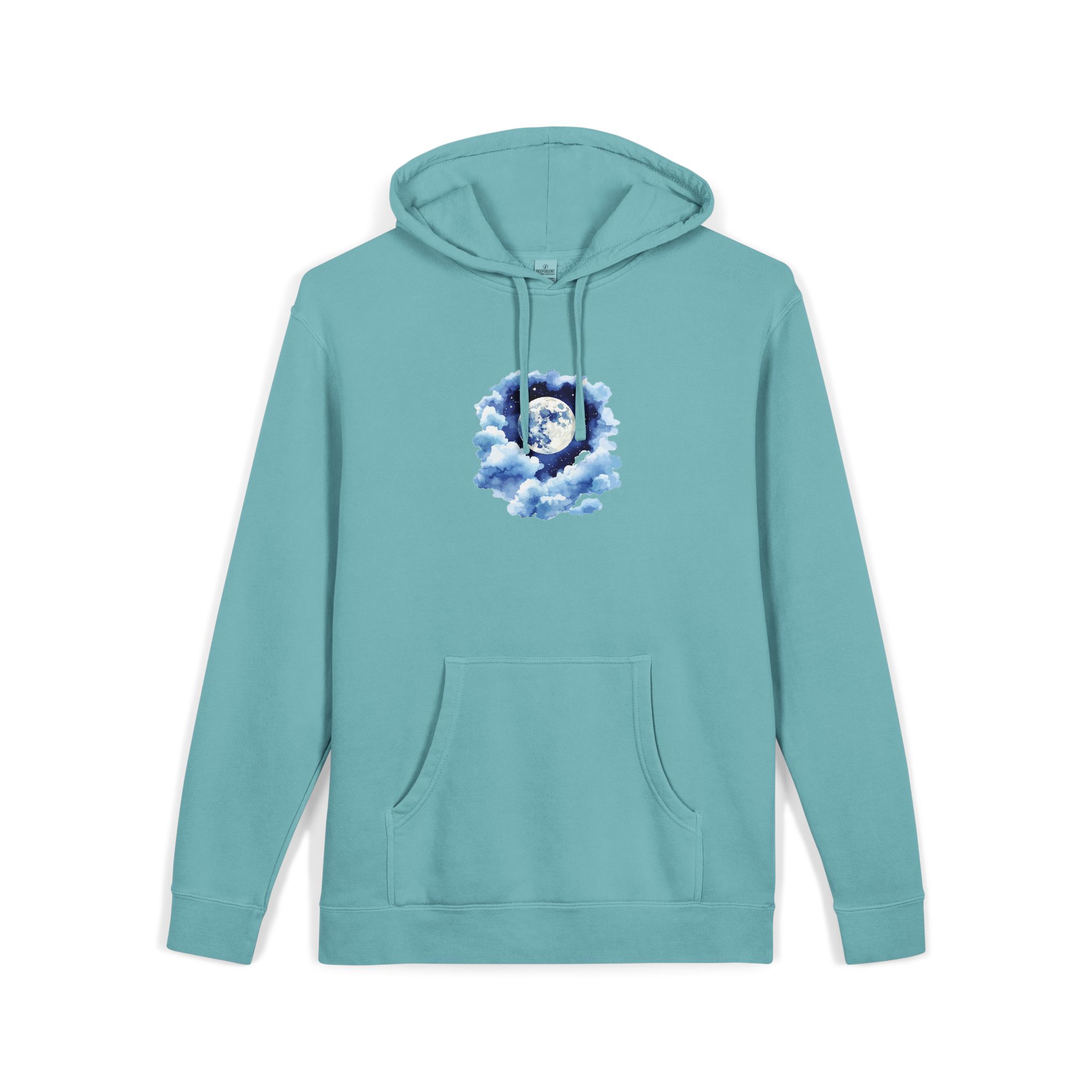 Watercolor Full Moon Clouds Elements Set Unisex Pigment Dyed Hoodie Embroidery - Image 11