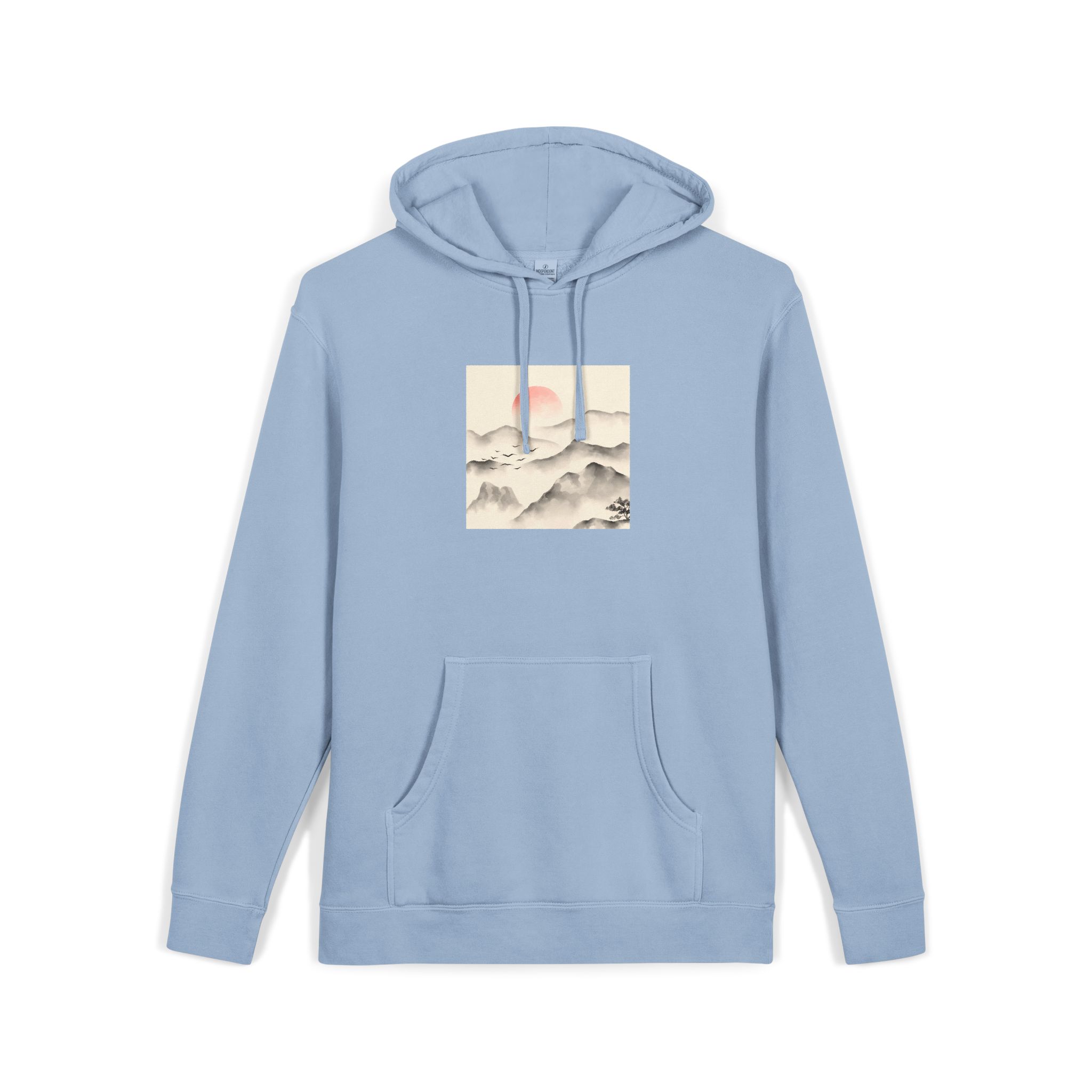 Watercolor Chinese Style Unisex Pigment Dyed Hoodie Embroidery - Image 19