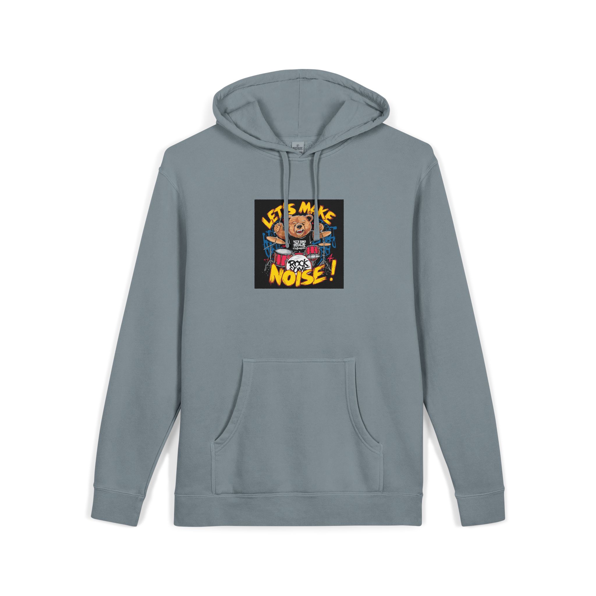 Vibrant Eyecatching Music Tshirt Design Featuring Bear Rocking Out Drum Set (1) Unisex Pigment Dyed Hoodie Embroidery - Image 23