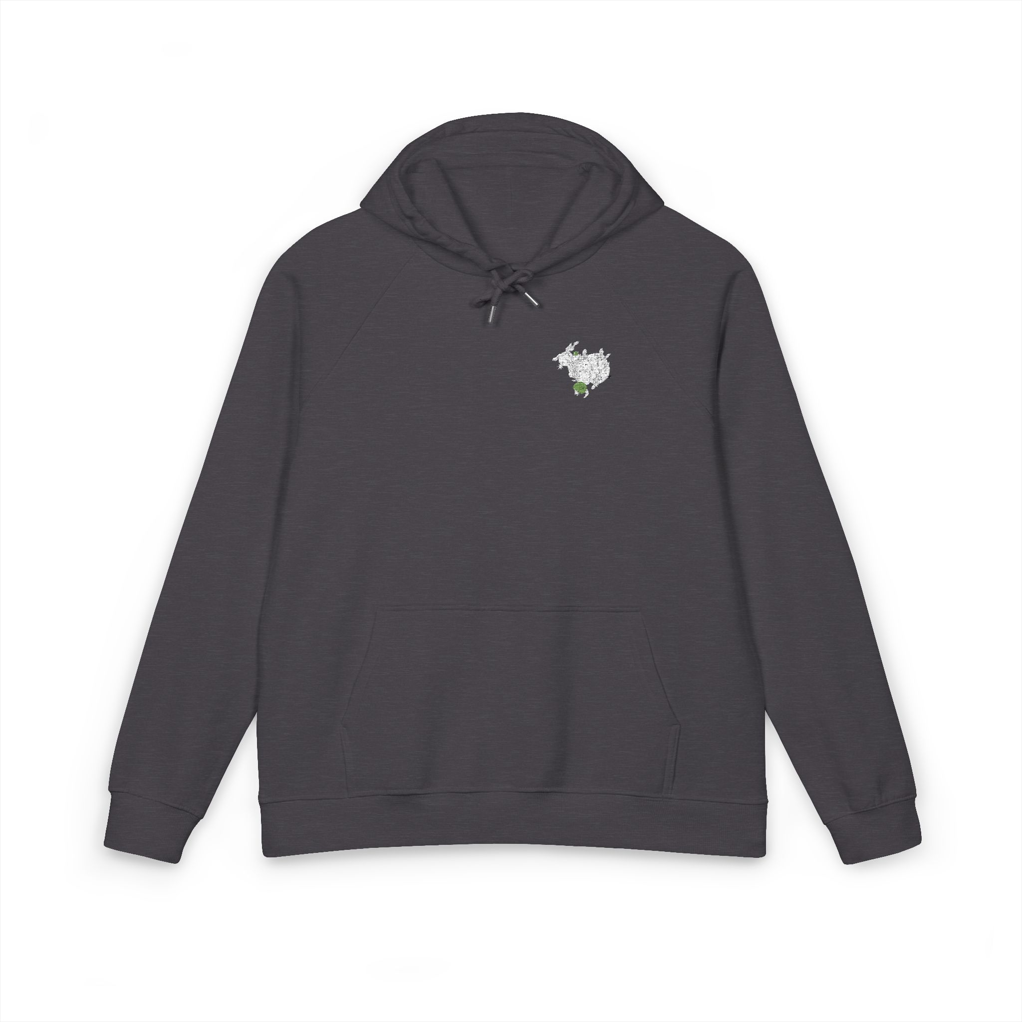Face Side View Decorated With Leaves and Daisy Flowers Moon and Stars Organic Shapes Unisex Eco Raglan Hoodie Embroidery - Image 9