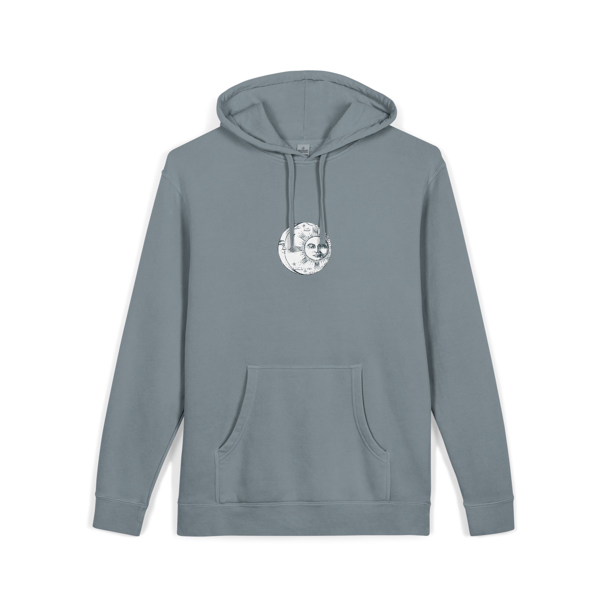 Sun Crescent Engraving Unisex Pigment Dyed Hoodie Embroidery - Image 23