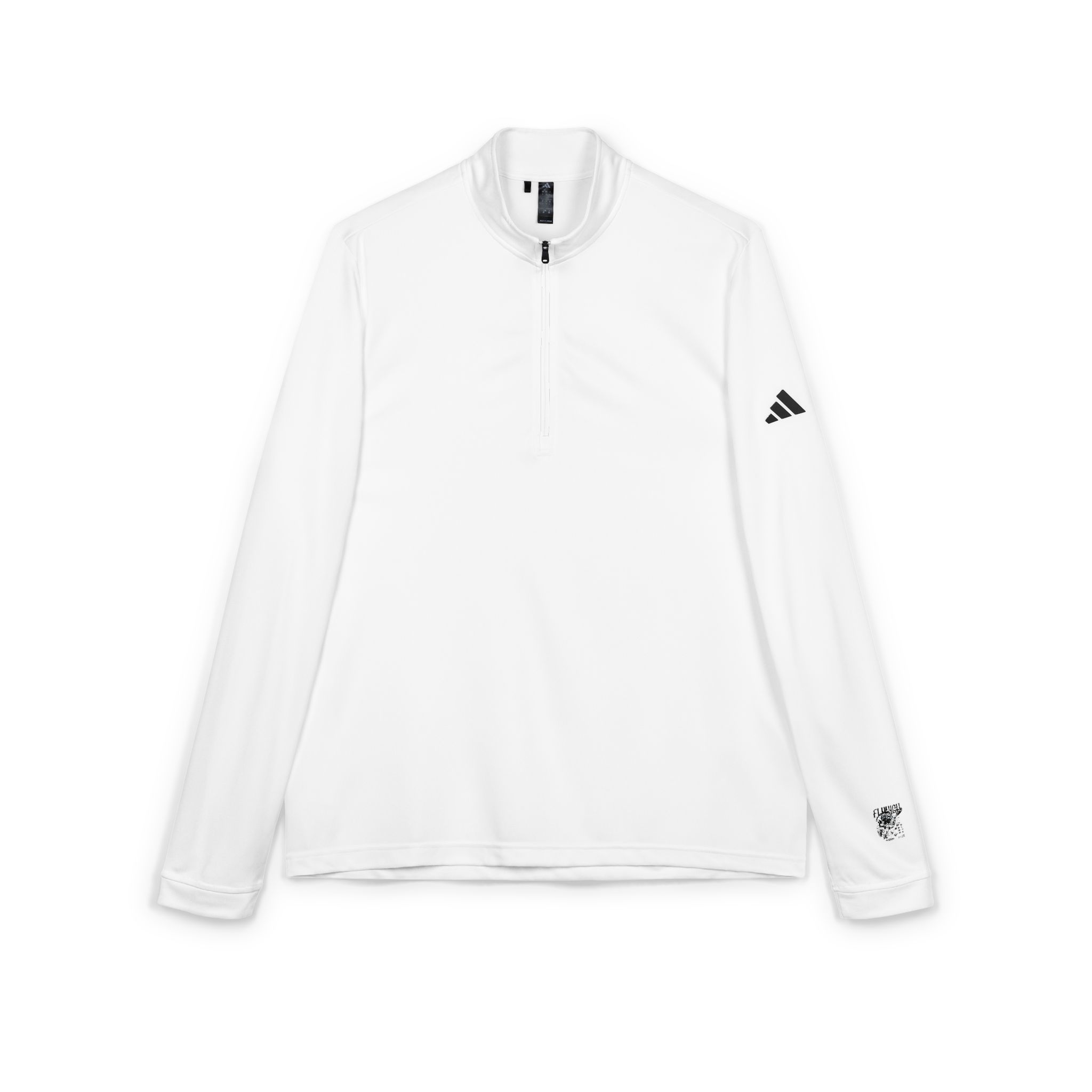 Fly High Black White Illustration Adidas Quarter Zip Pullover Embroidery - Image 3
