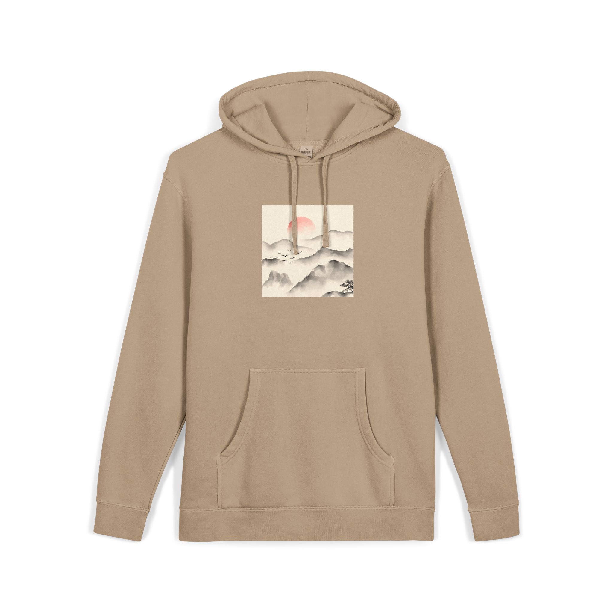 Watercolor Chinese Style Unisex Pigment Dyed Hoodie Embroidery - Image 7
